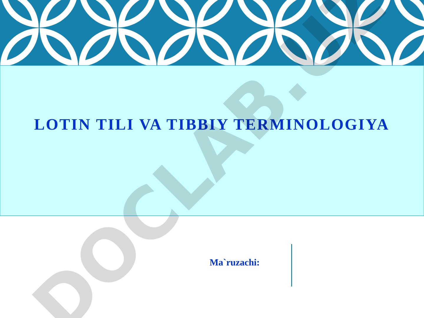 Lotin tili va tibbiy terminologiya