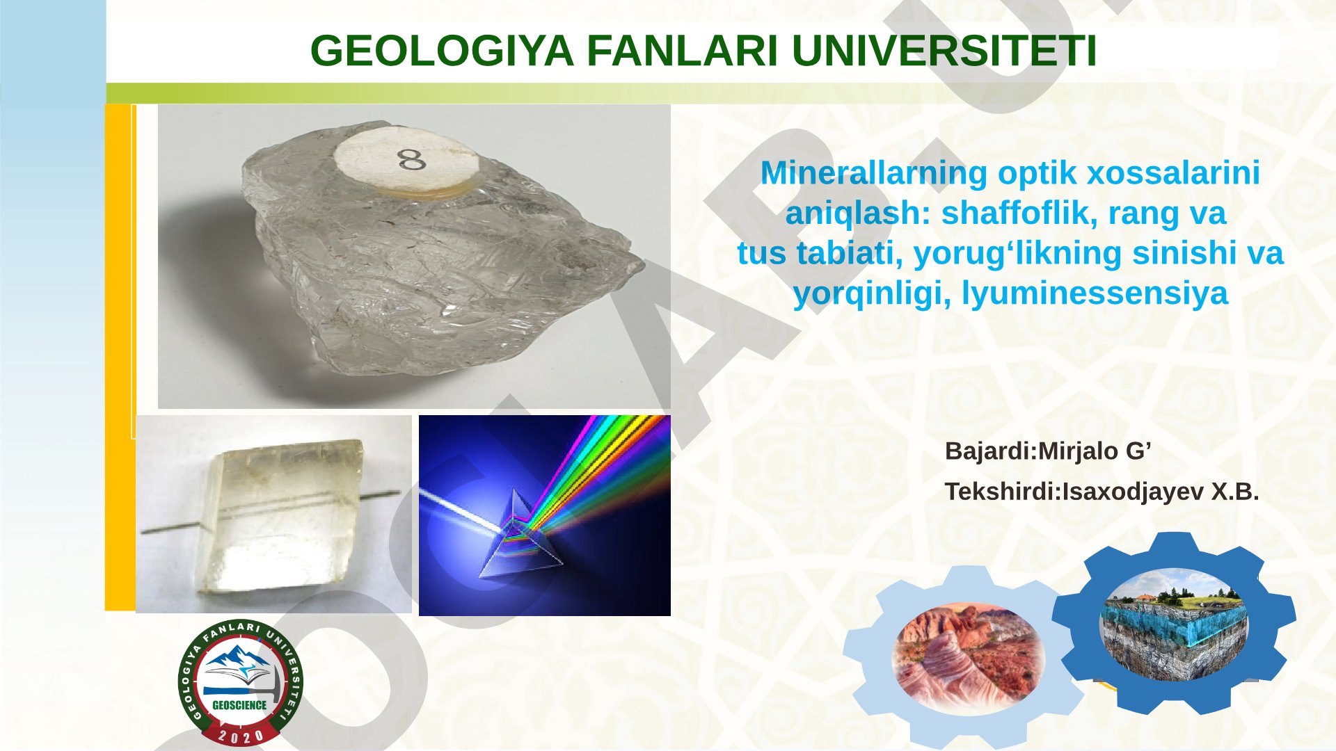 Minerallarning optik xossalarini aniqlash