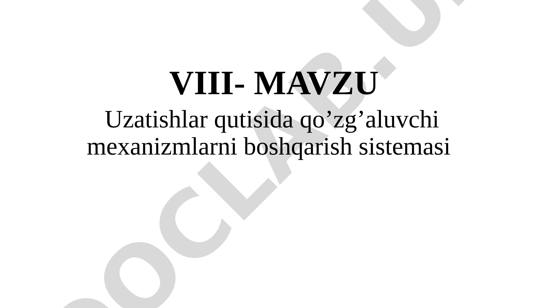 Uzatishlar qutisida qo’zg’aluvchi mexanizmlarni boshqarish sistemasi