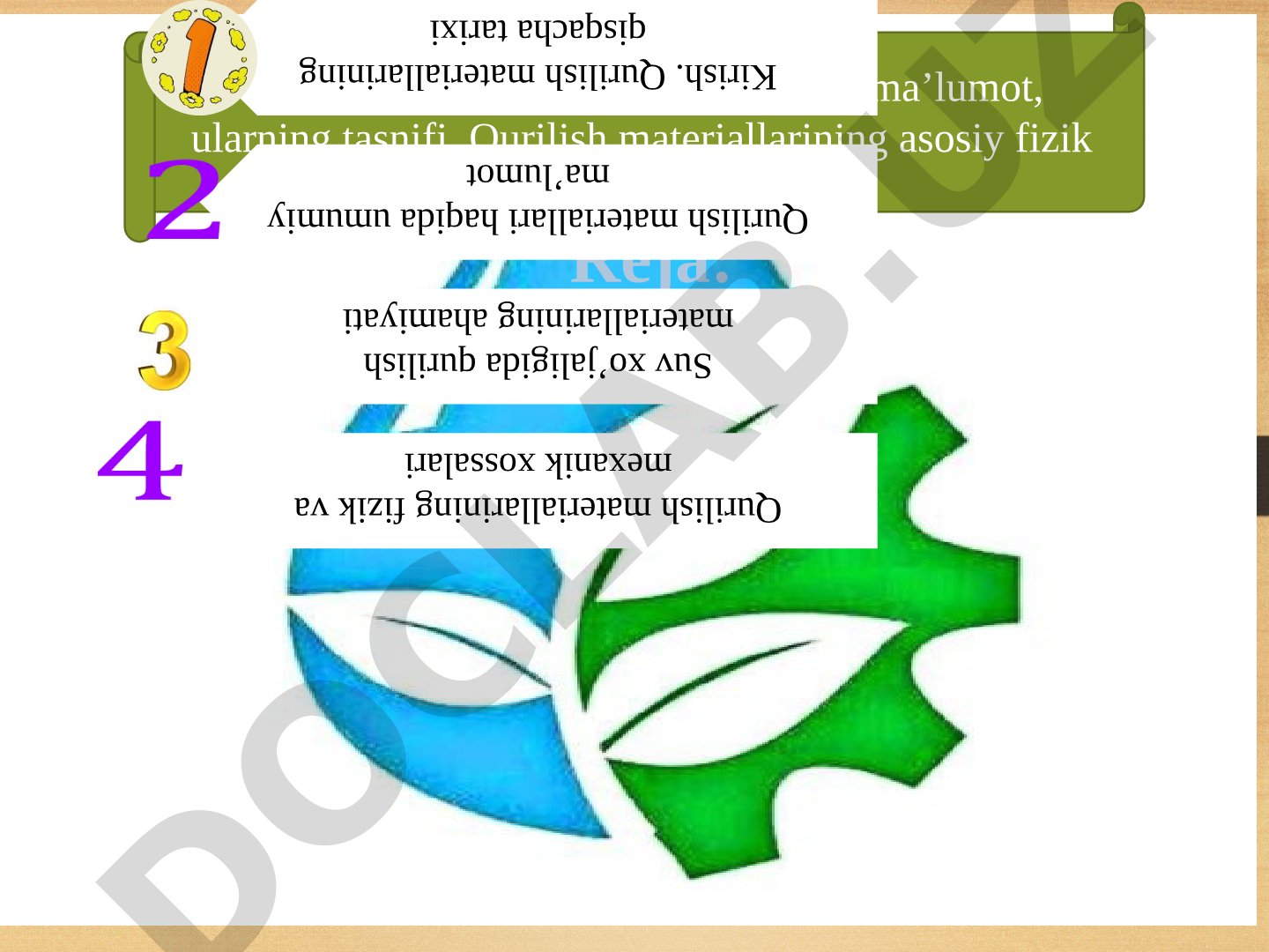 Qurilish materiallari haqida umumiy ma’lumot, ularning tasnifi