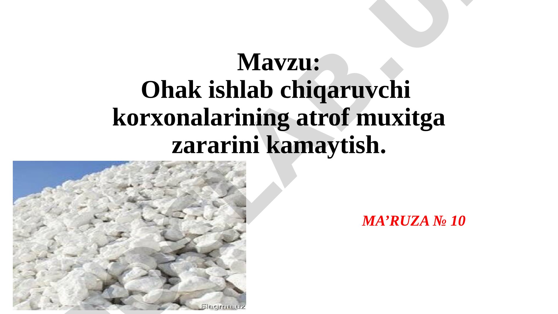 Ohak ishlab chiqaruvchi korxonalarining atrof muxitga zararini kamaytirish