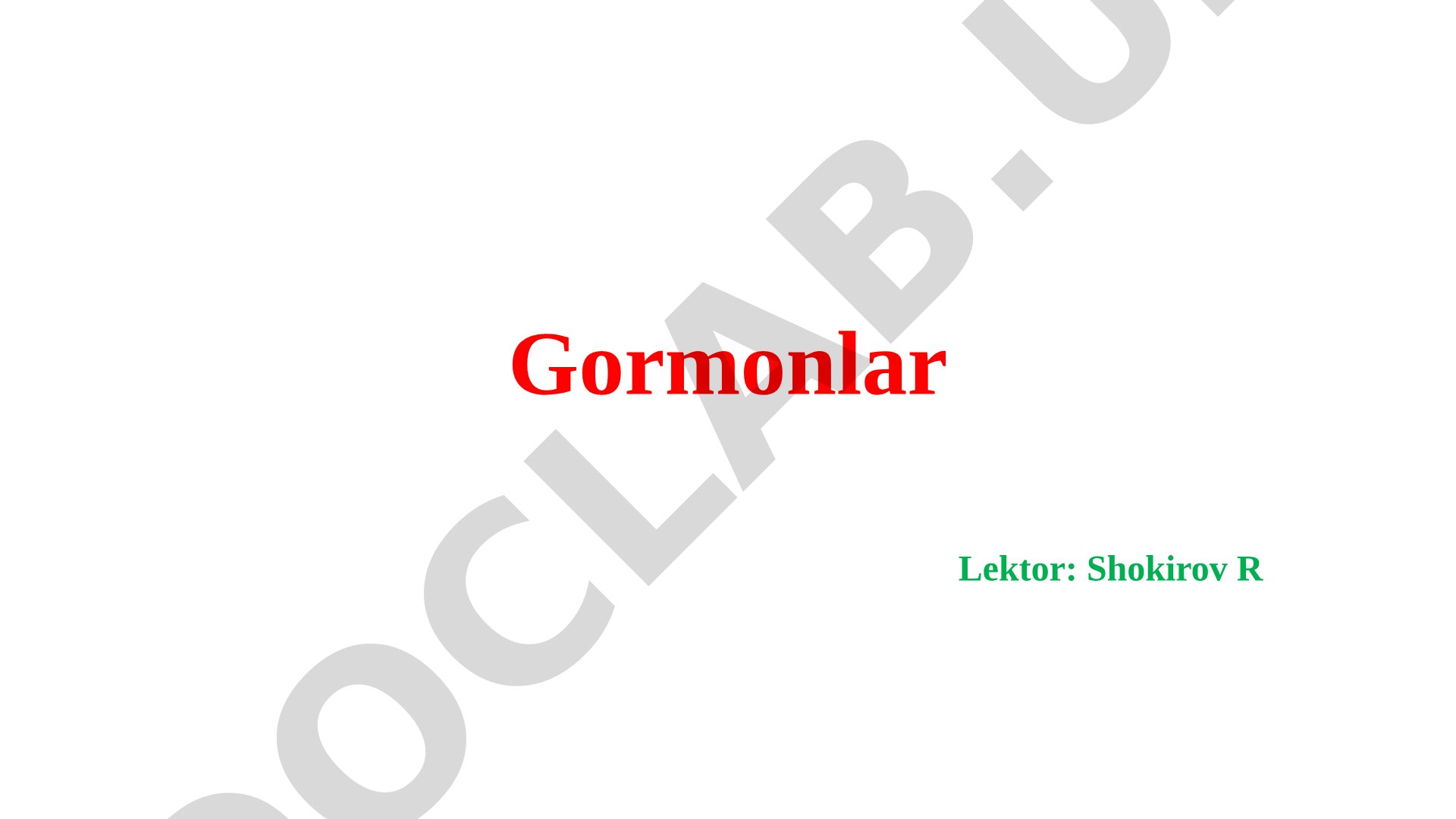 Gormonlar va endokrin tizim