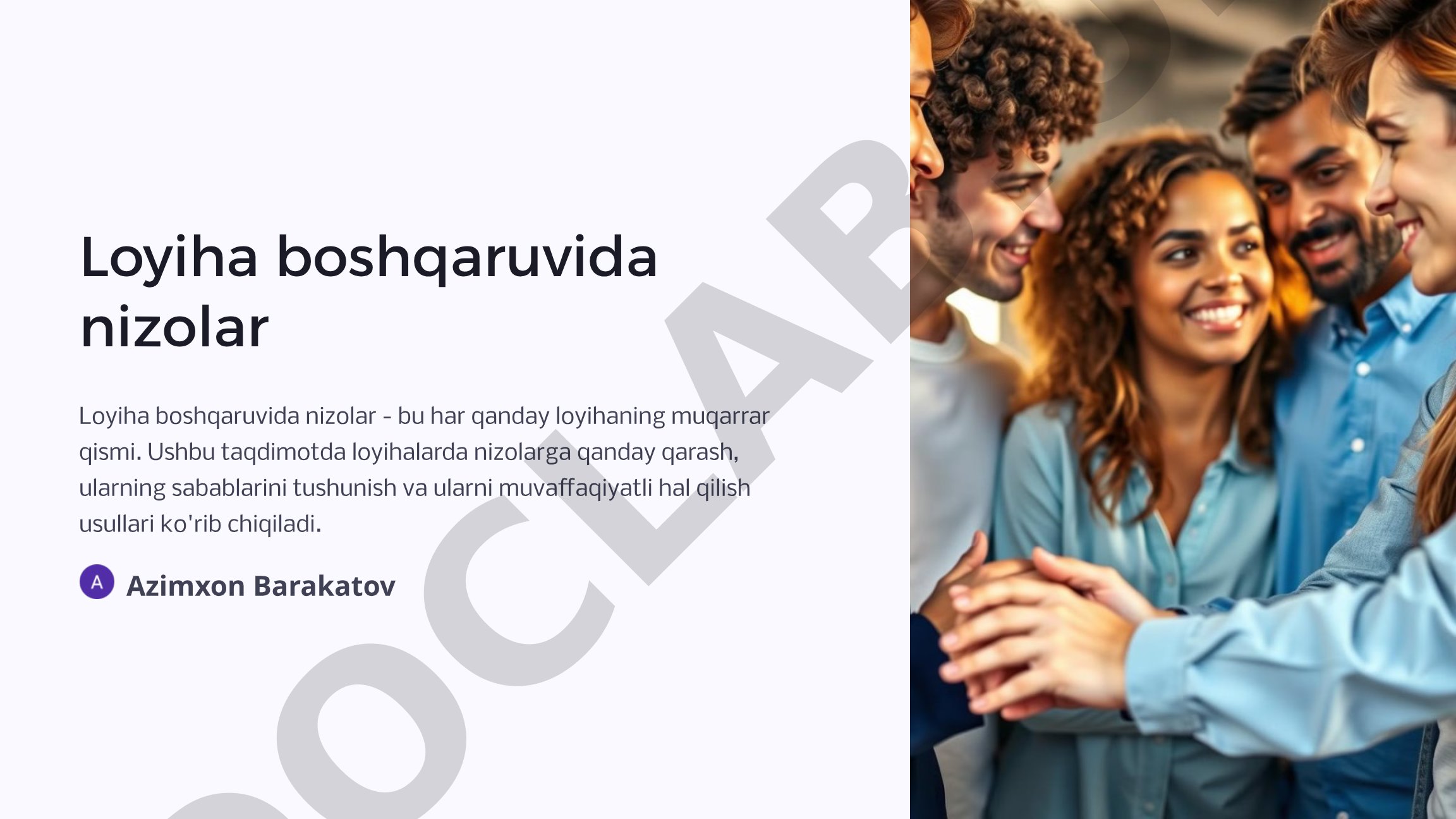 Loyihalarda nizolarning sabablari, ularni boshqarish va hal qilish usullari haqida