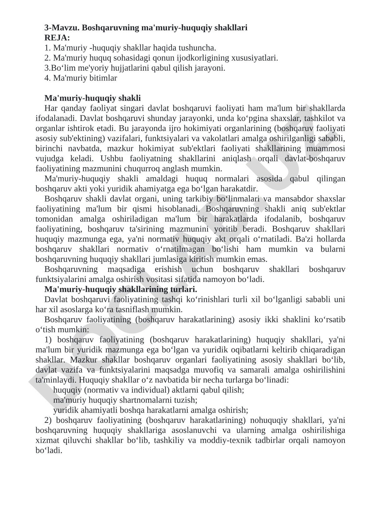 Boshqaruvning ma'muriy-huquqiy shakllari
