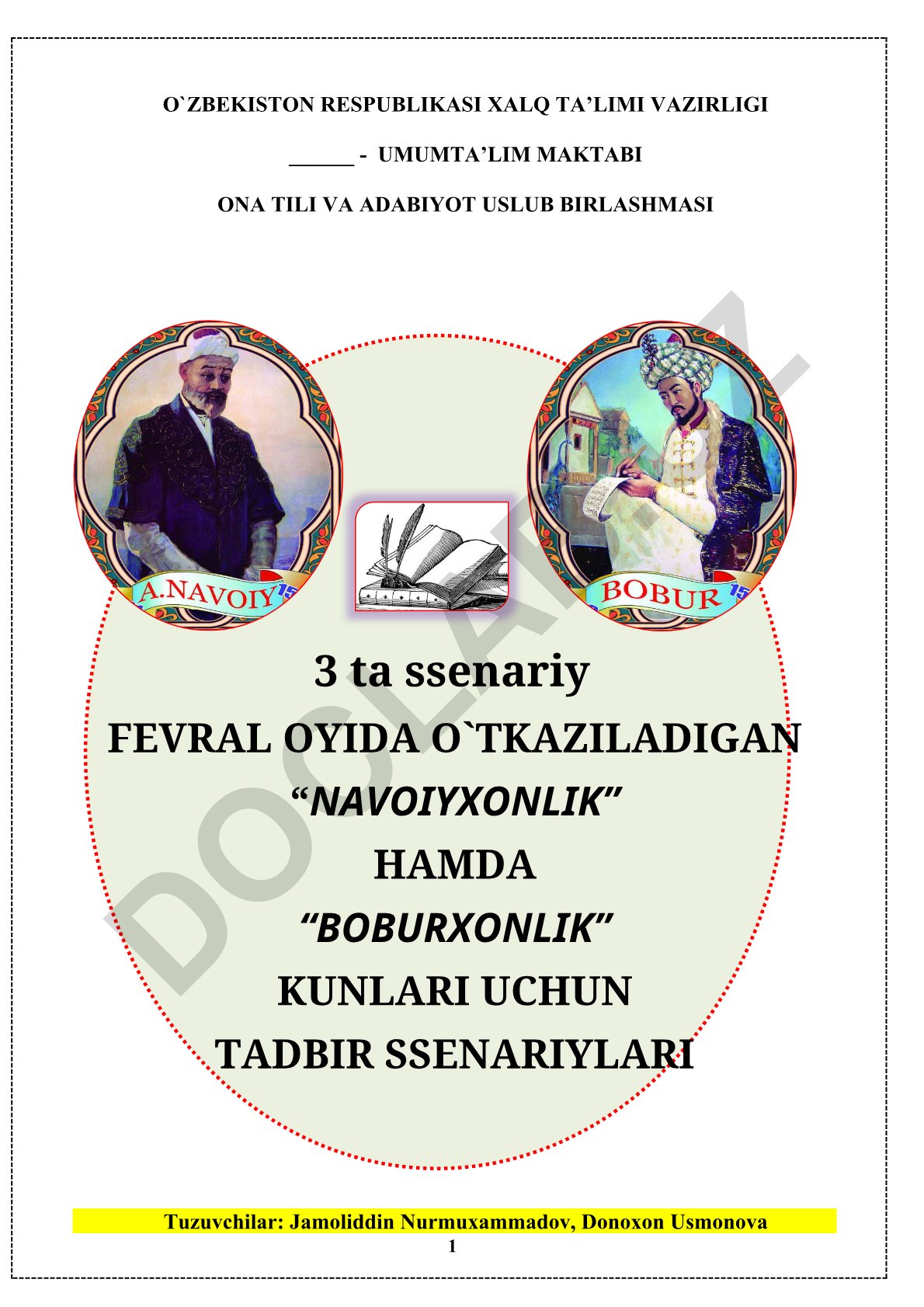 Navoiyxonlik va Boburxonlik kunlari uchun tadbir ssenariylari