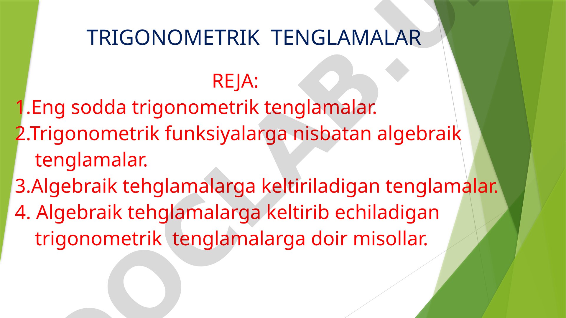Trigonometrik tenglamalar