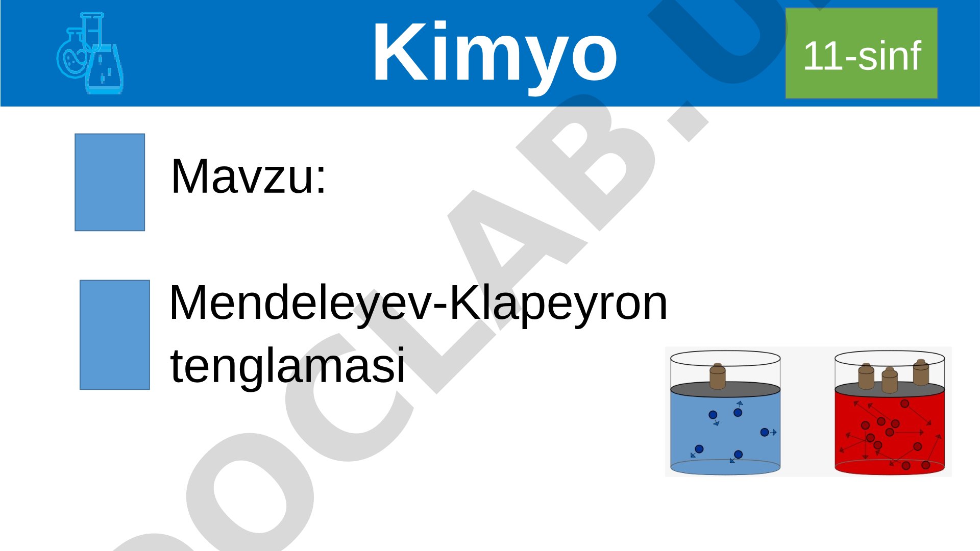 Ideal gaz qonunlari, Mendeleyev-Klapeyron tenglamasi, Boyl-Mariot, Gey-Lyussak, Sharl