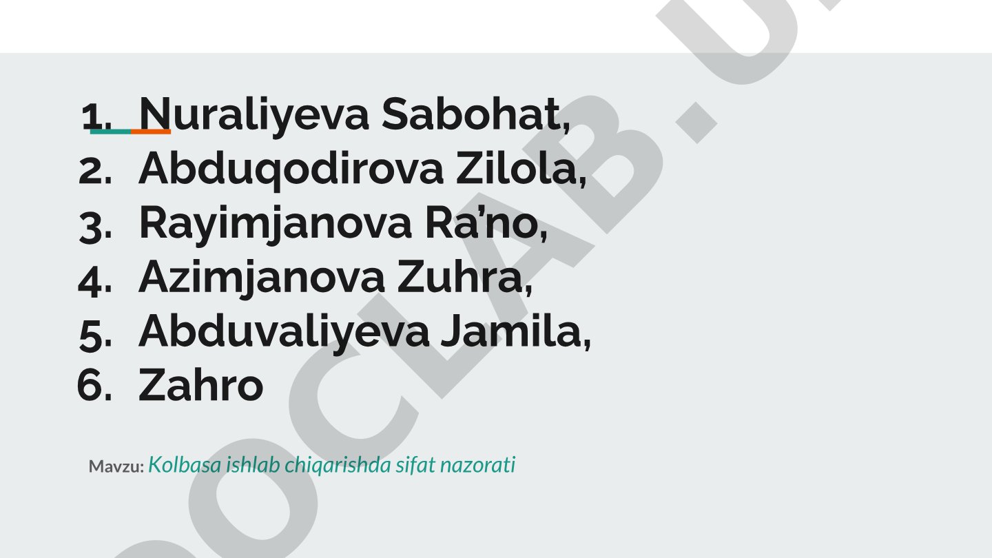 Kolbasa ishlab chiqarishda sifat nazorati