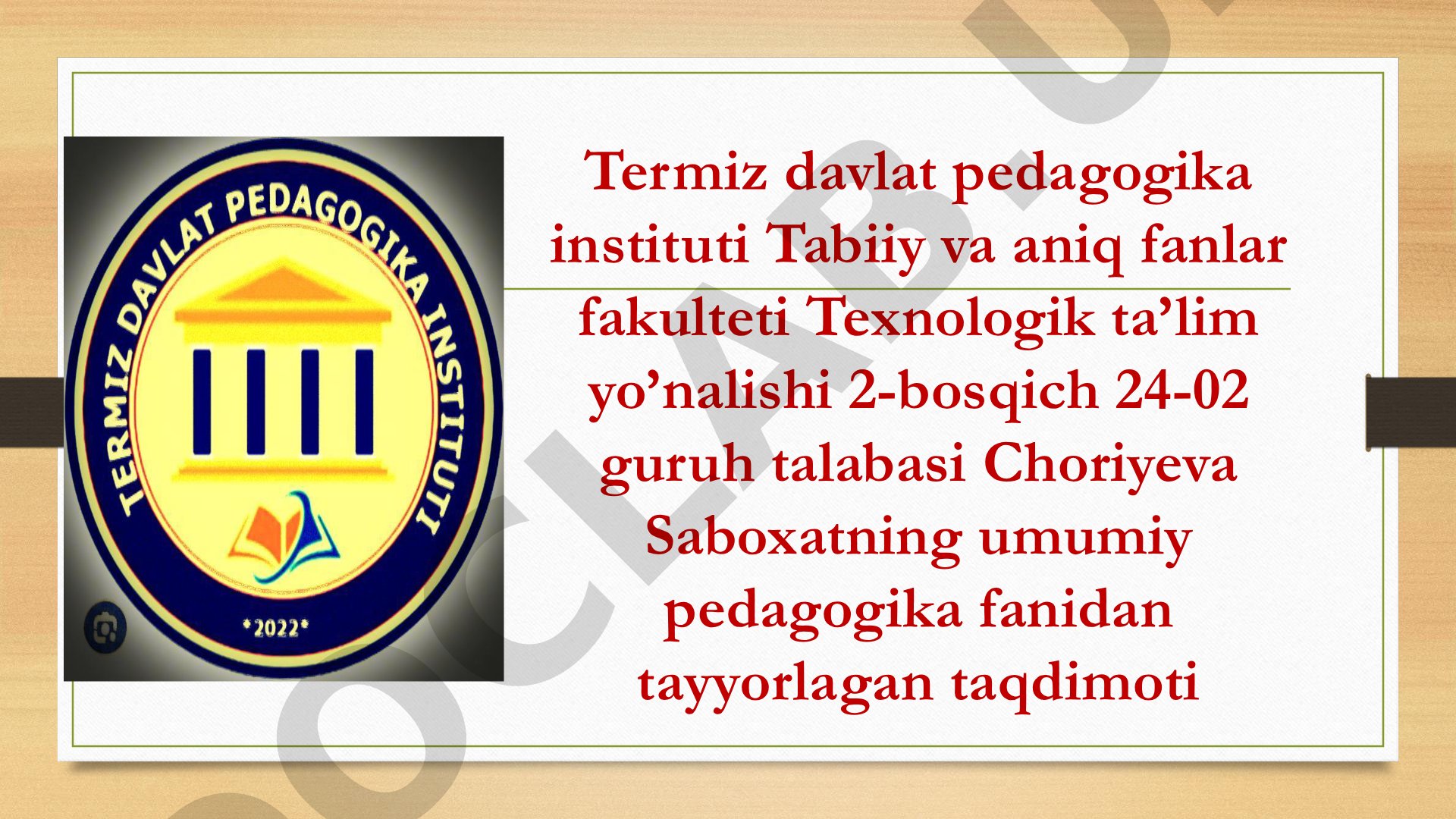 Ta’lim turlari va ta’limni tashkil etish shakllari