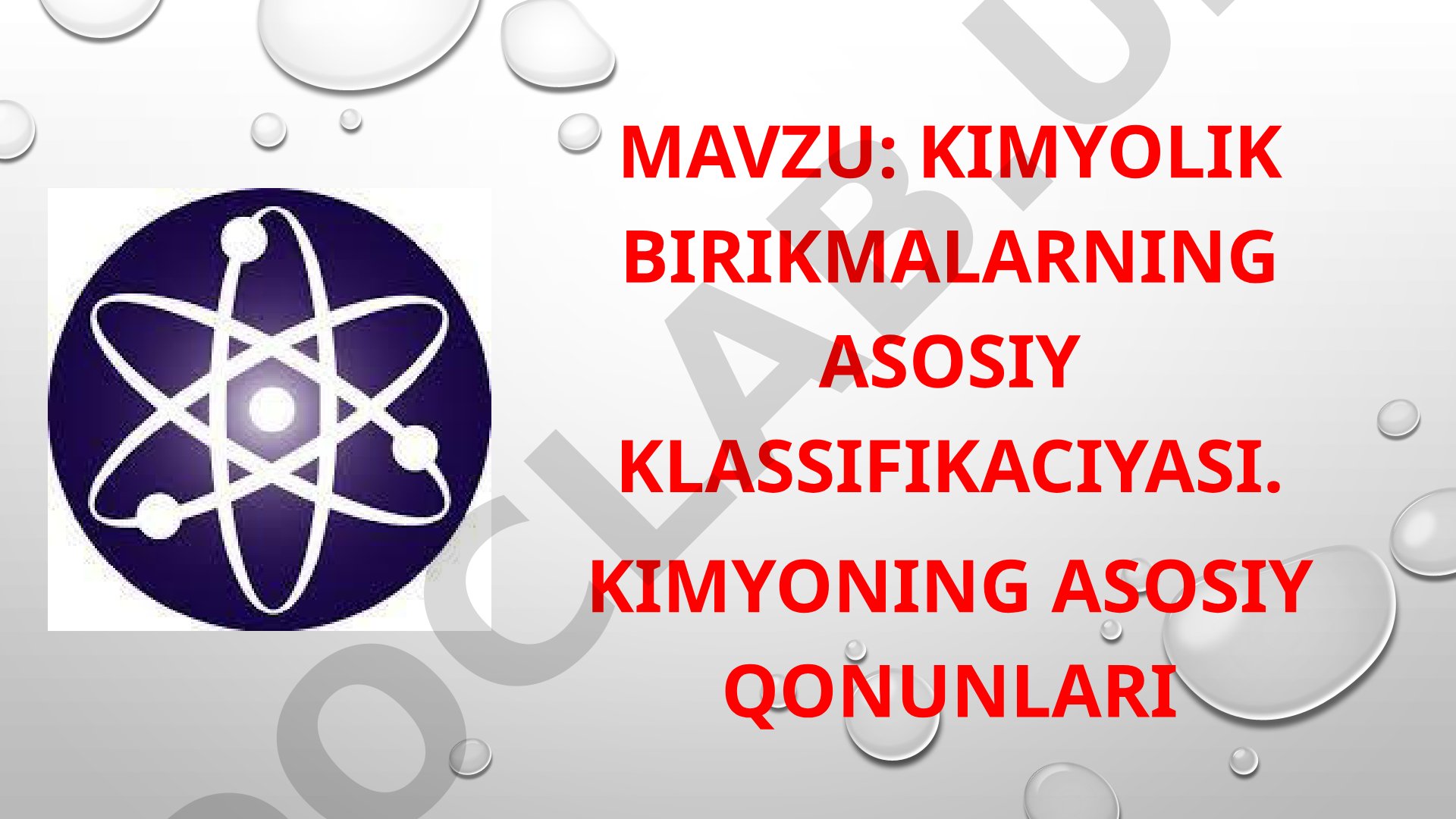 Kimyoviy birikmalarning asosiy klassifikatsiyasi