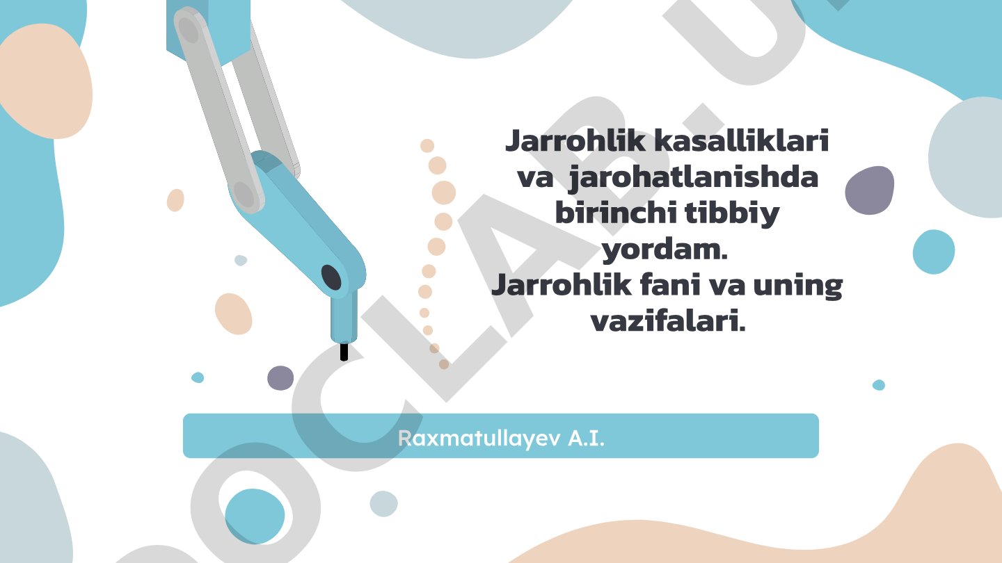 Jarrohlik kasalliklari va jarohatlanishda birinchi tibbiy yordam