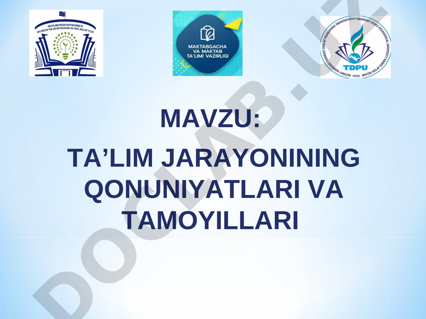 Ta'lim jarayonining qonuniyatlari va tamoyillari