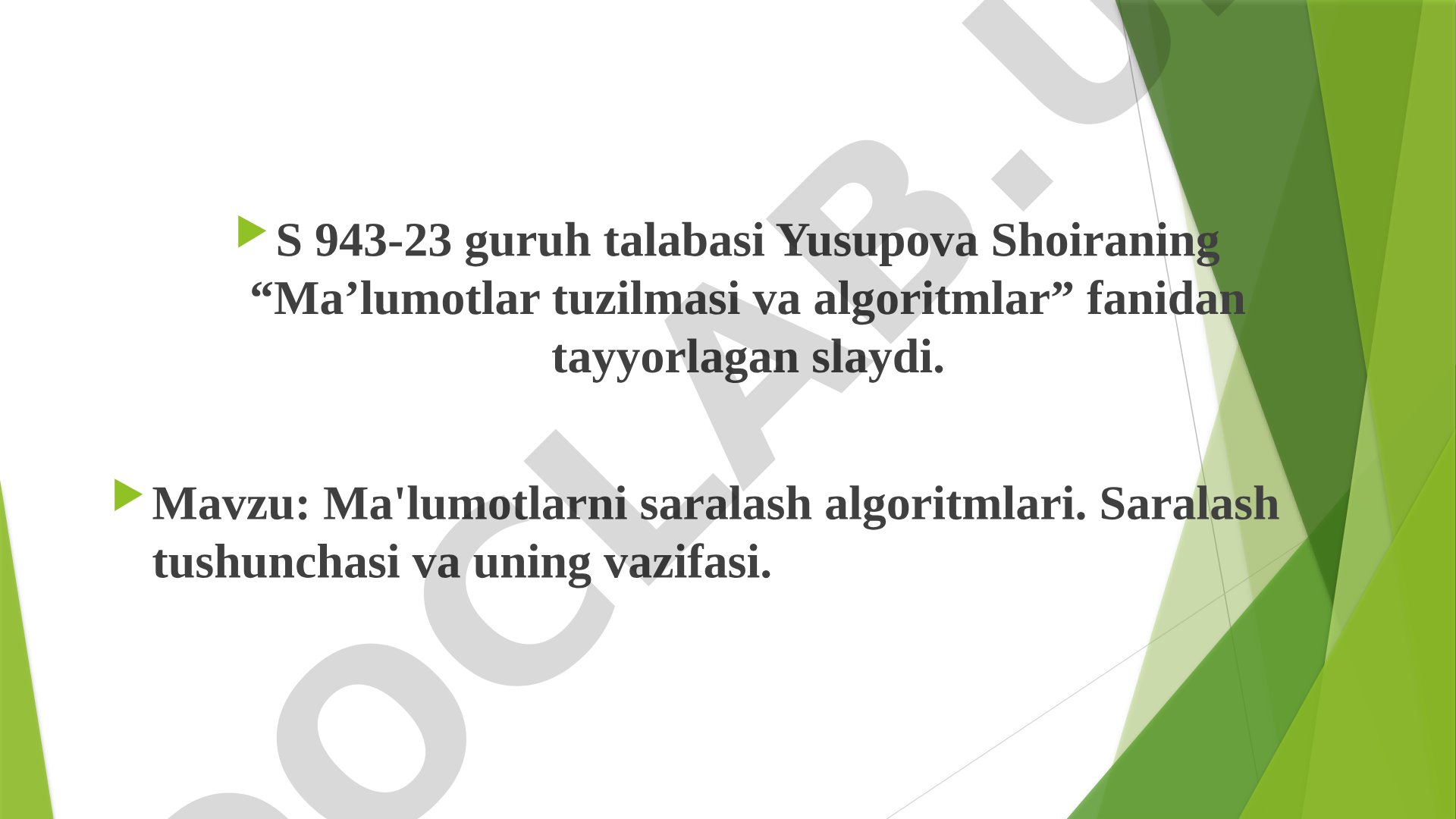Ma'lumotlarni saralash algoritmlari