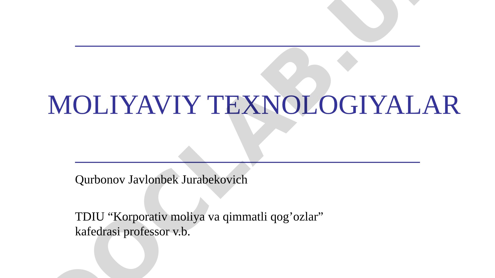 Moliya bozorida intellektual tizimlar