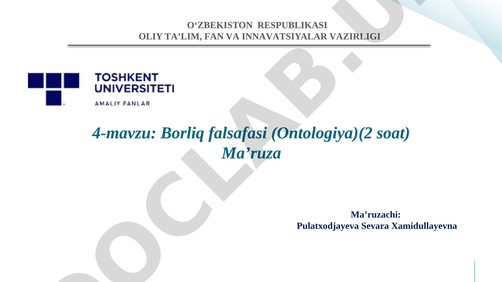 Borliq falsafasi (Ontologiya)