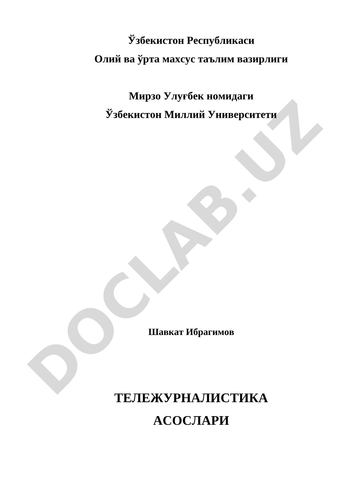 Тележурналистика асослари