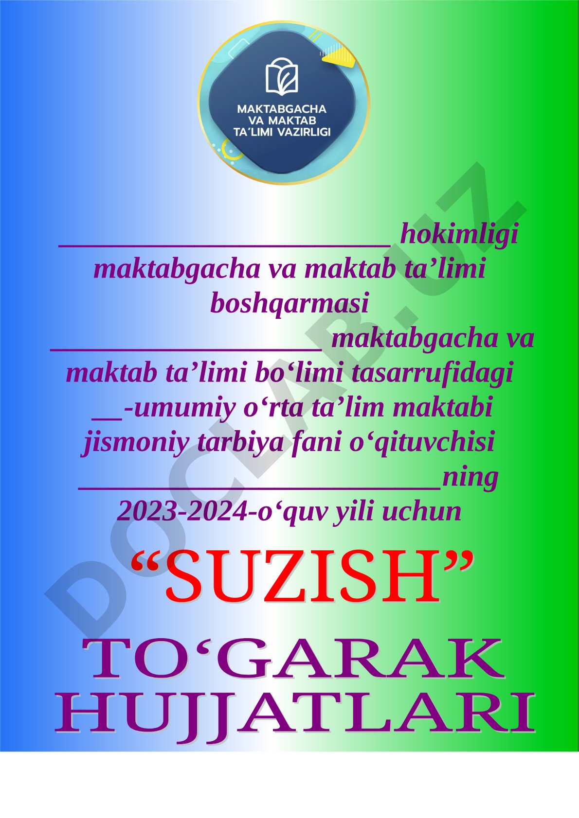 Suzish to‘garagining 2023-2024-o‘quv yili ish rejasi