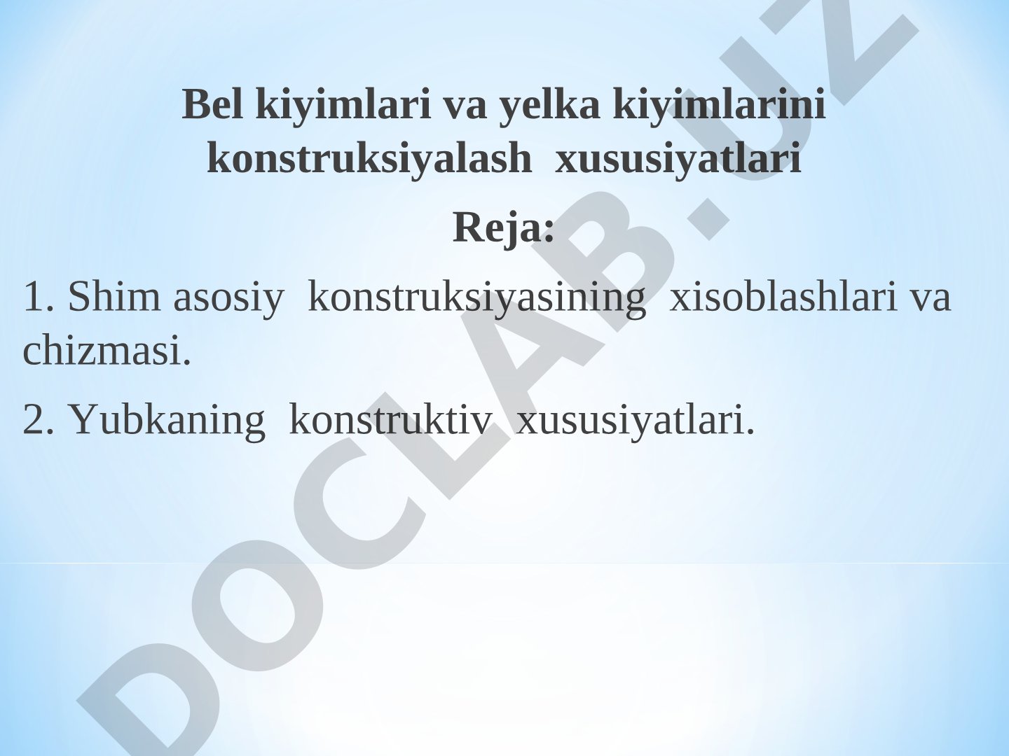 Bel kiyimlari va yelka kiyimlarini konstruksiyalash xususiyatlari