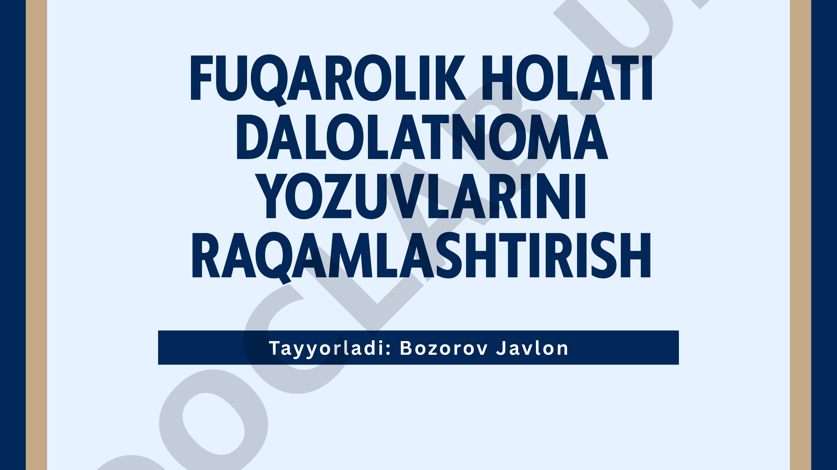Fuqarolik holati dalolatnoma yozuvlarini raqamlashtirish