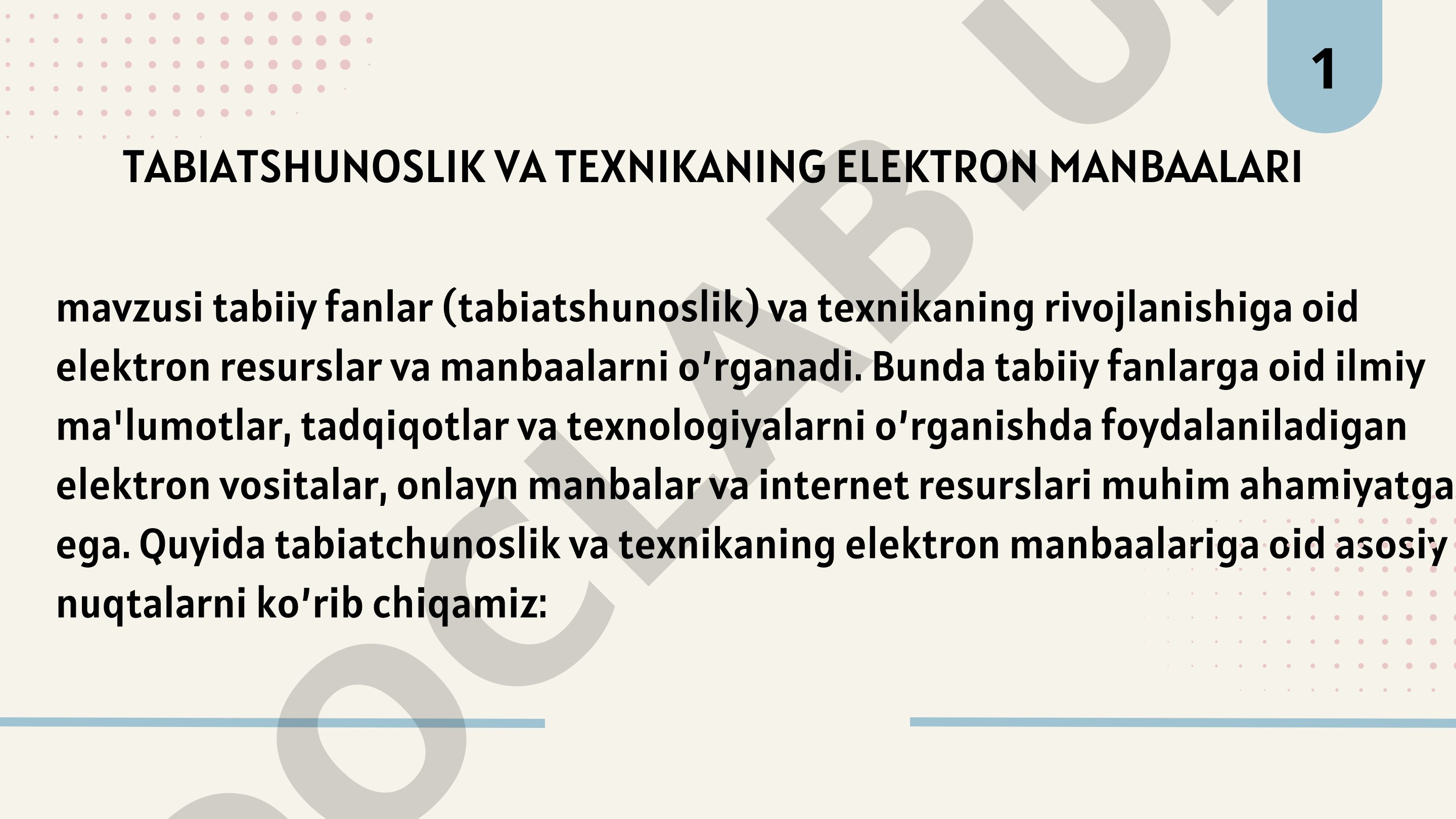 Tabiatshunoslik va texnikaning elektron manbaalari