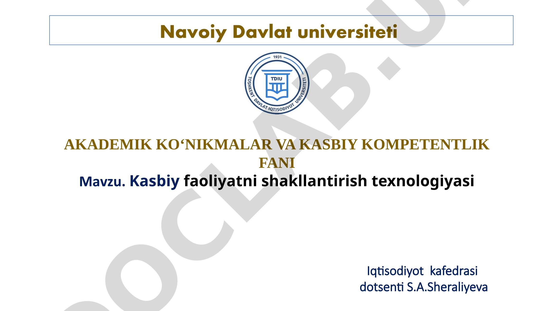Kasbiy faoliyatni shakllantirish texnologiyasi