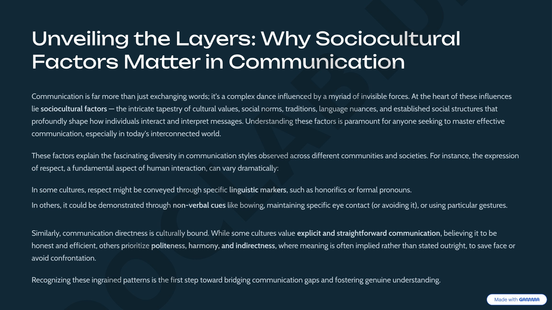 Unveiling the Layers: Why Sociocultural Factors Matter in Communication