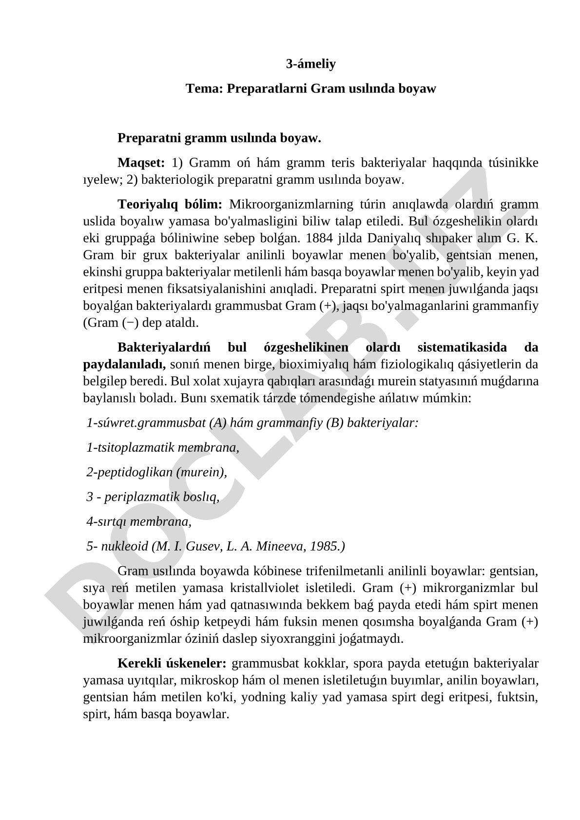 Preparatlarni Gram usılında boyaw