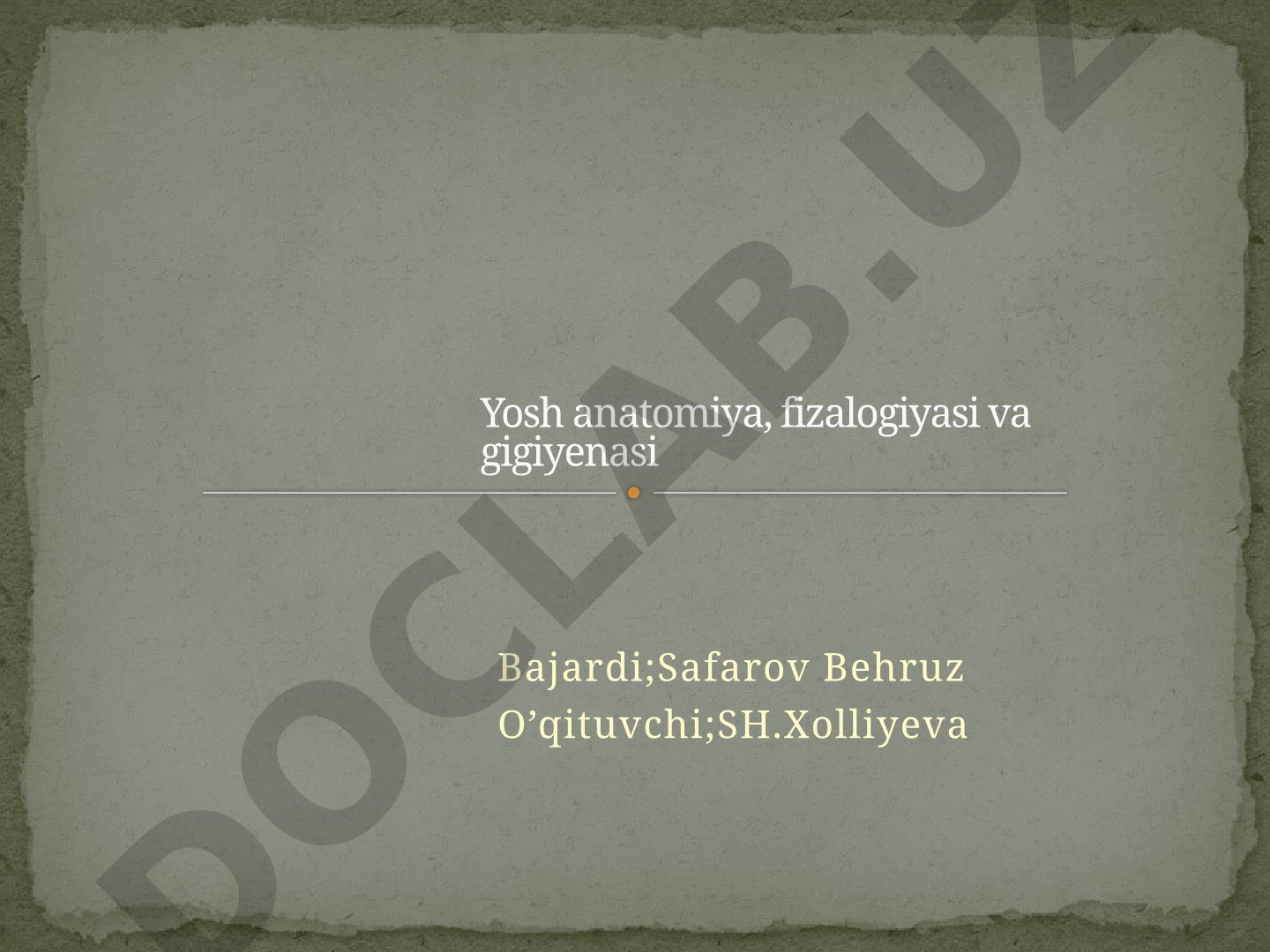 Nerv sistemasining tuzilishi. Asab tizimi va oliy nerv faoliyatining yosh xususiyatlari