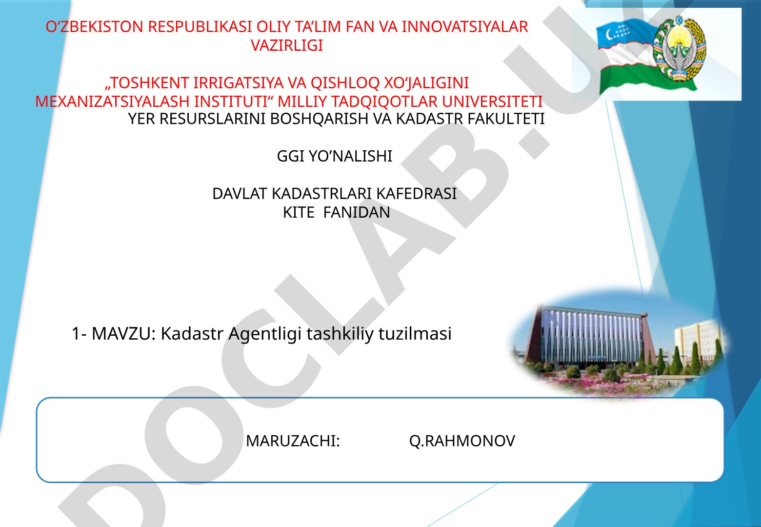 Kadastr Agentligi tashkiliy tuzilmasi