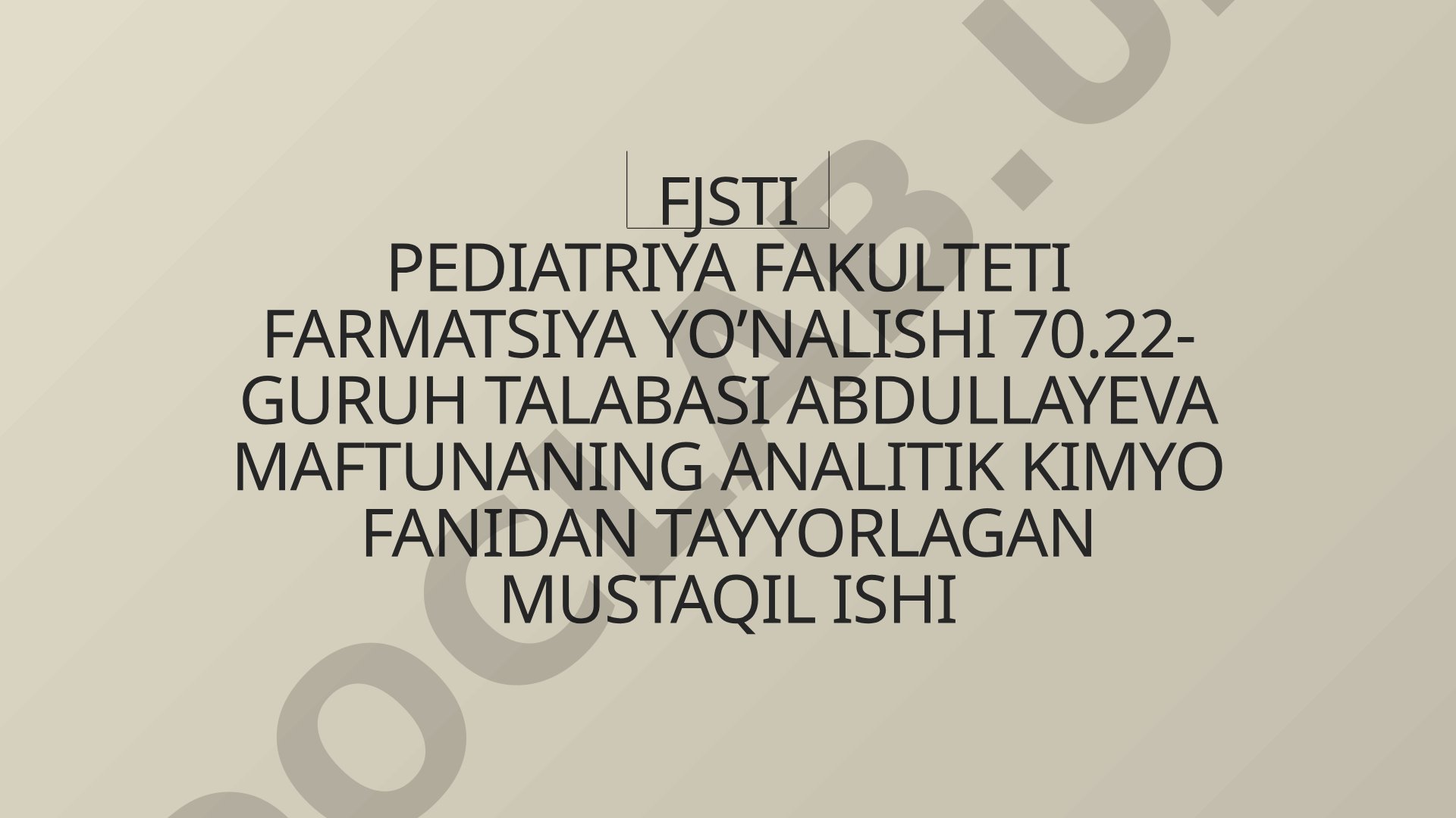 Gravimetrik usulda BaCl2*2H2O tarkibidagi kristalizasion suvni massa ulushini aniqlash
