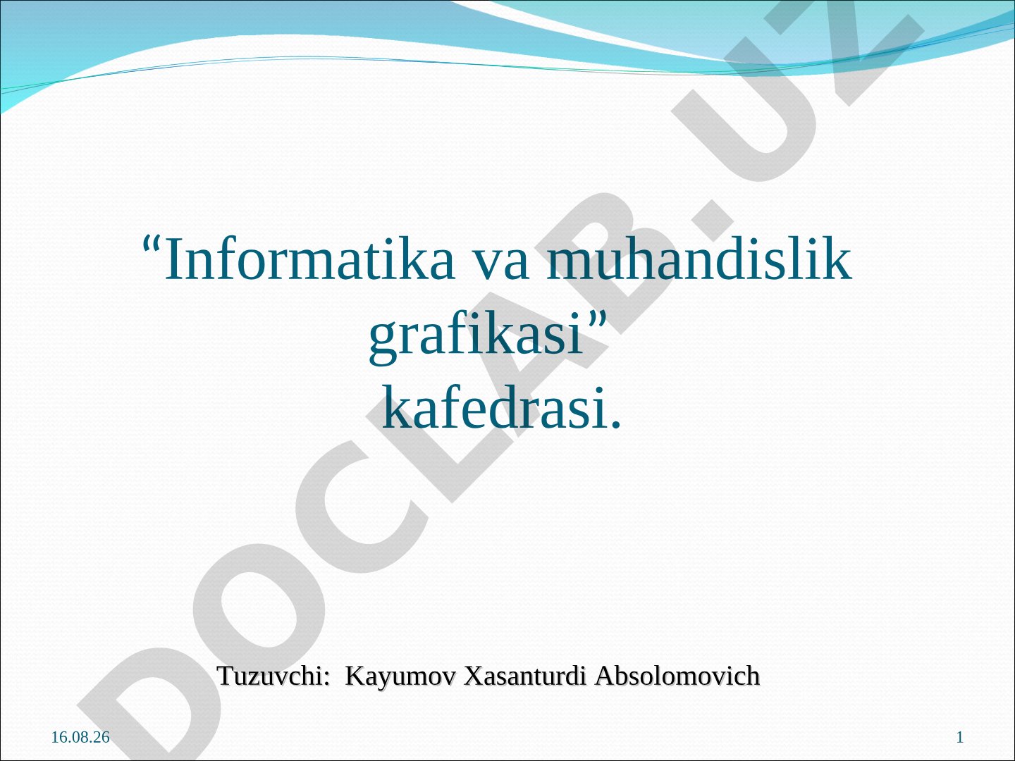 Yordamchi kesuvchi sferalar usulida sirtlarning o'zaro kesishuv chizig'ini yasash