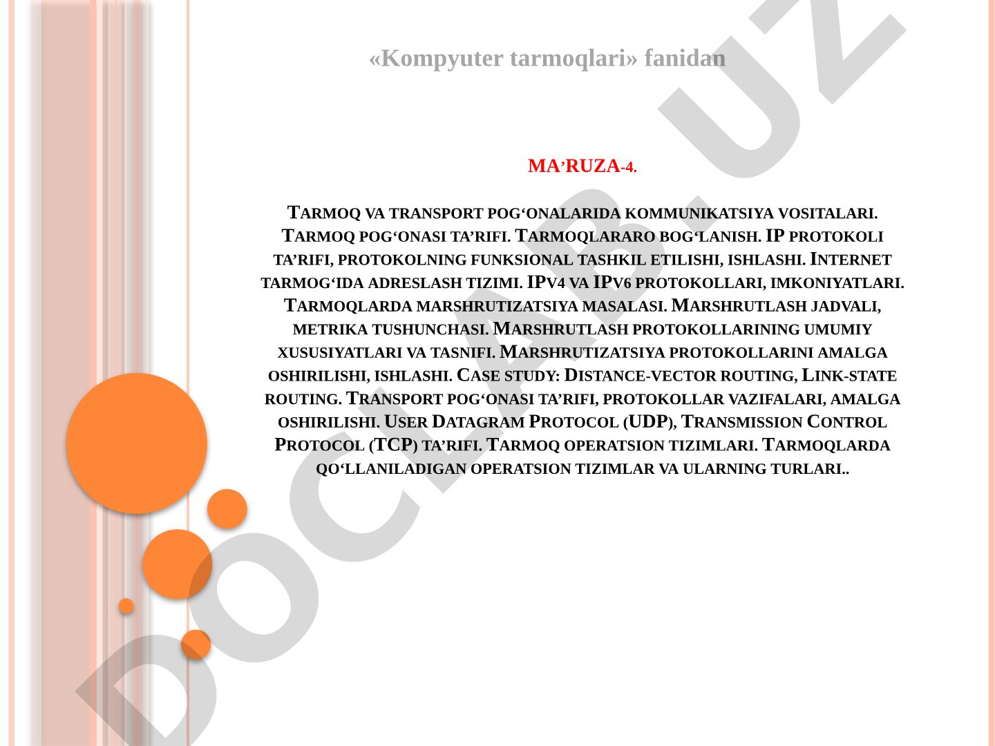 Tarmoq va transport pog'onalarida kommunikatsiya vositalari