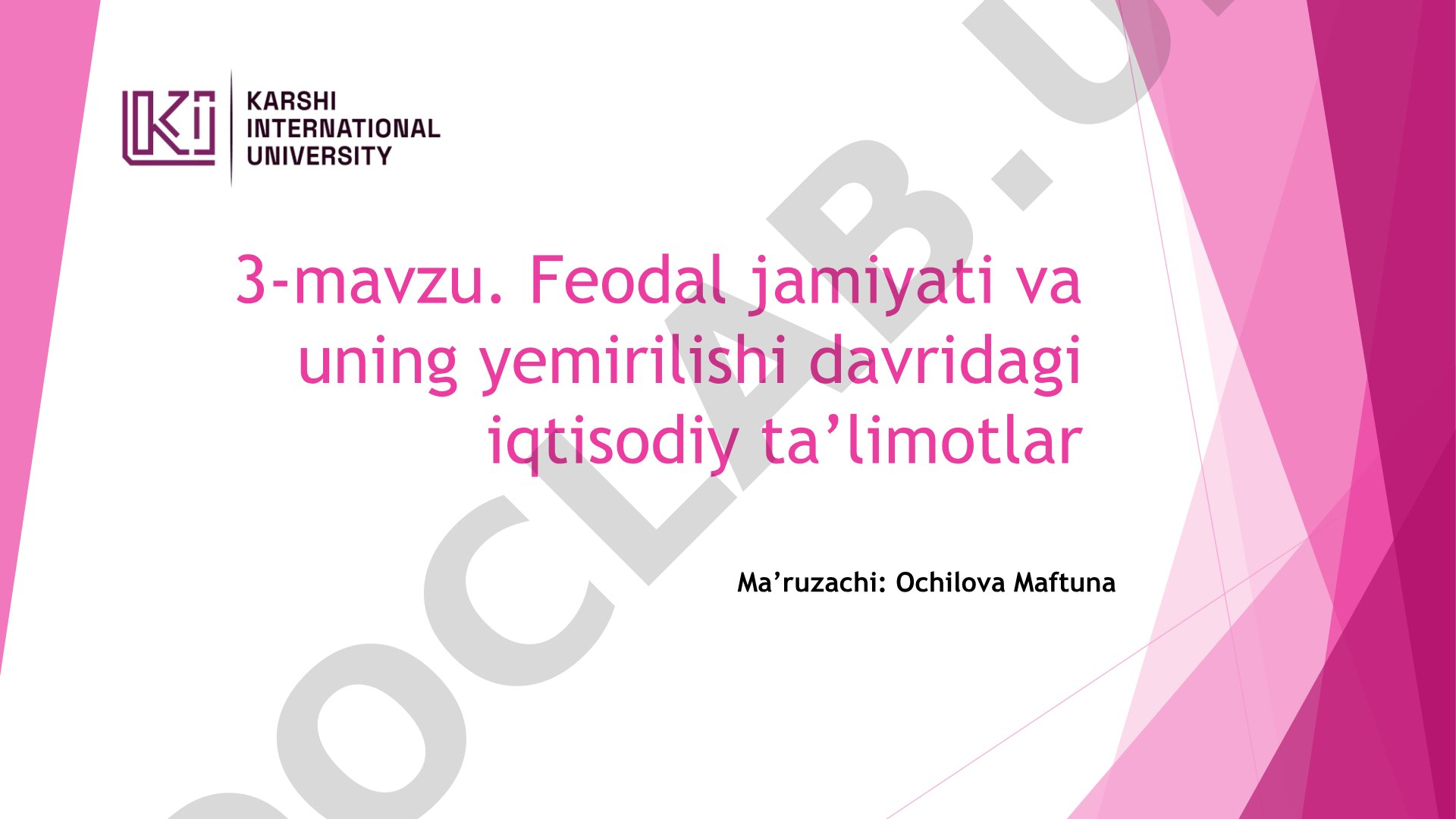 Feodal jamiyati va uning yemirilishi davridagi iqtisodiy ta’limotlar