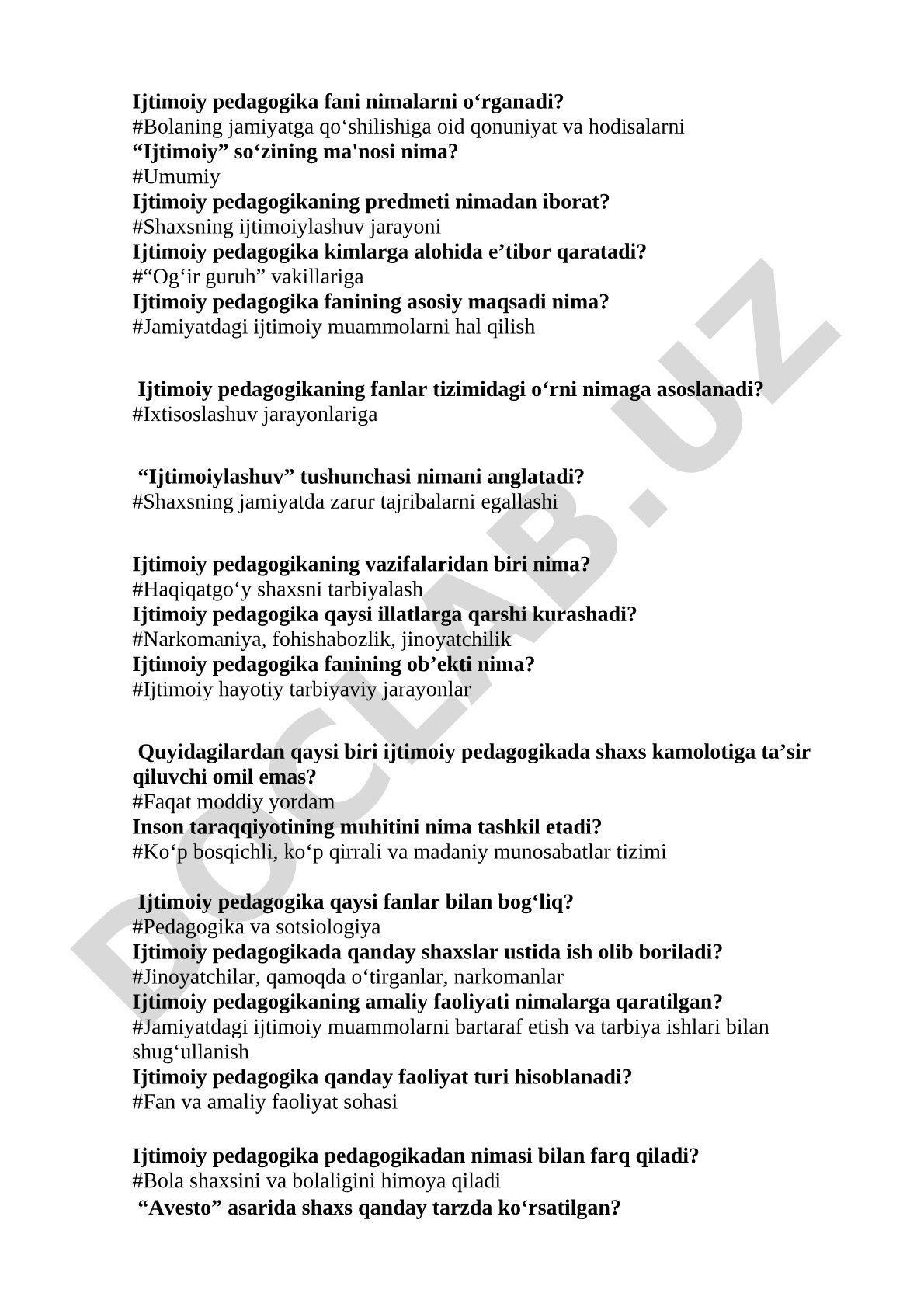 Ijtimoiy pedagogika fanining predmeti, maqsadi va vazifalari