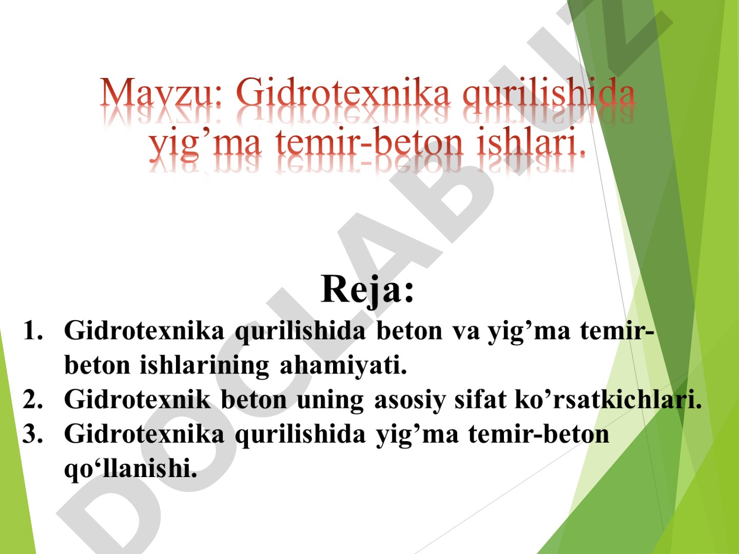 Beton va yig’ma temir-beton ishlari texnologiyasi