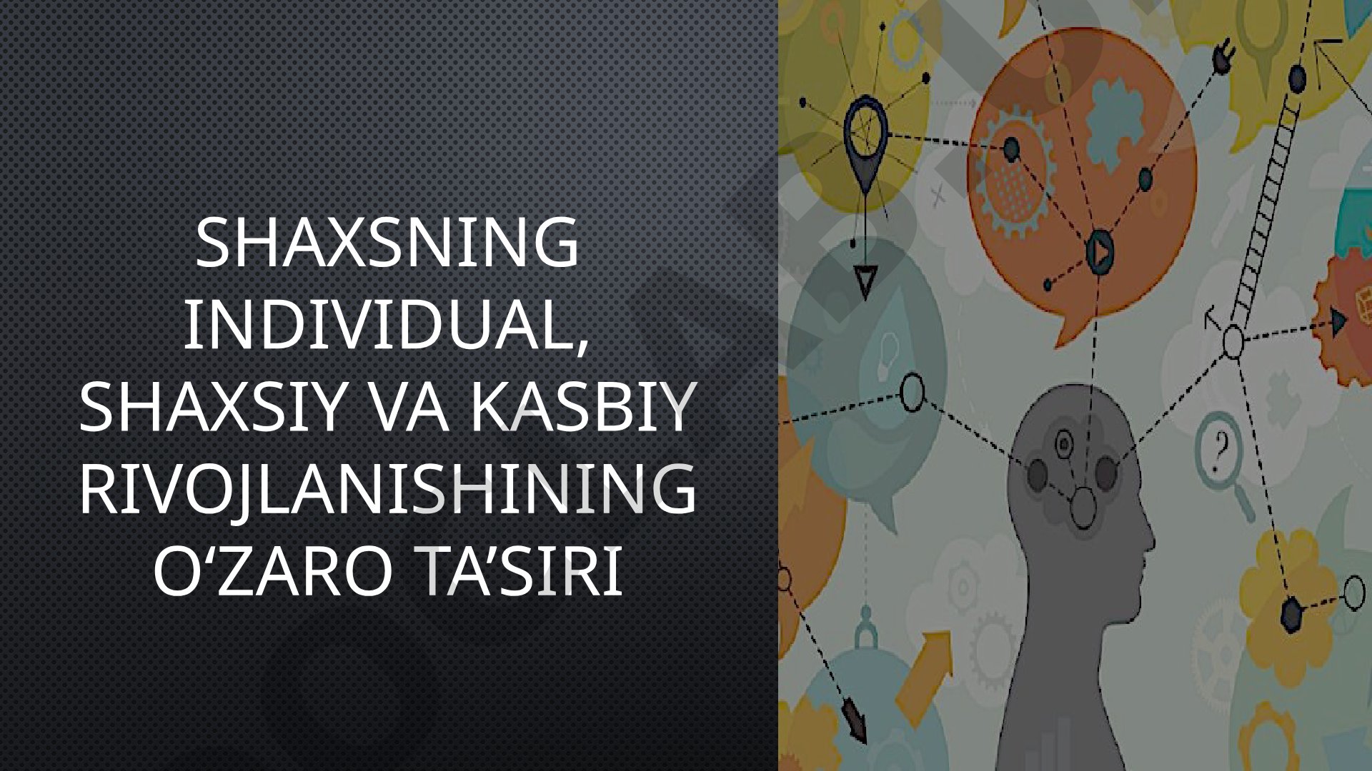 shaxsning individual, shaxsiy va kasbiy rivojlanishining o‘zaro ta’siri