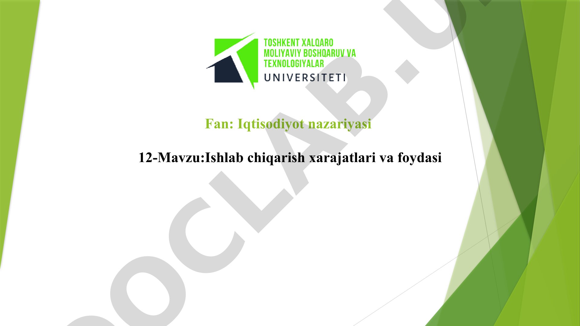 Ishlab chiqarish xarajatlari va foydasi