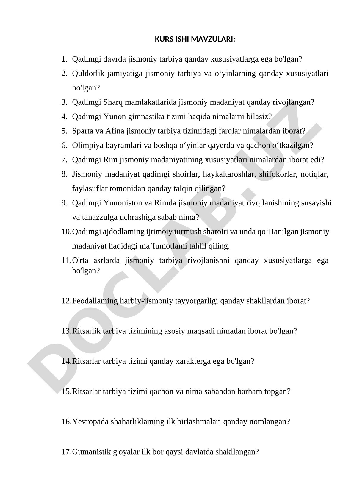 Jismoniy tarbiya tarixi