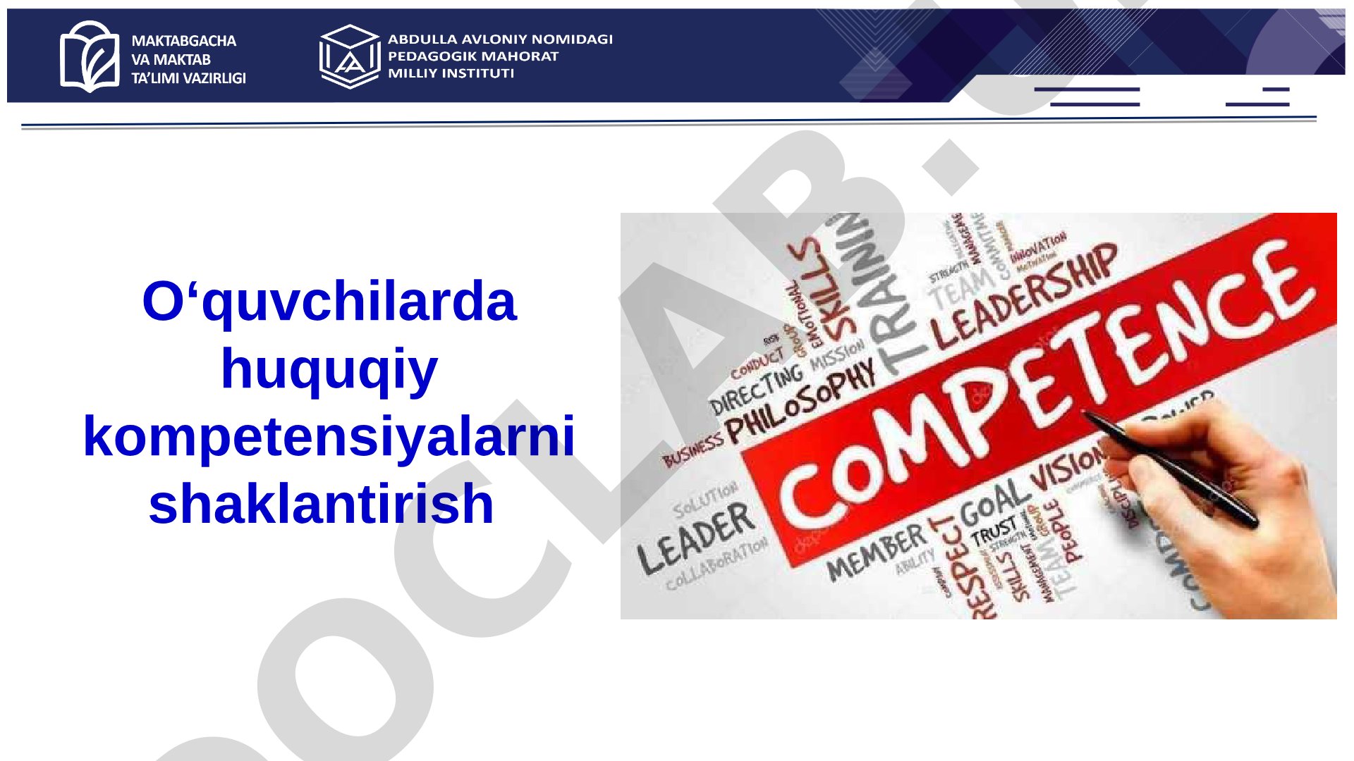 O‘quvchilarda huquqiy kompetensiyalarni shakllantirish