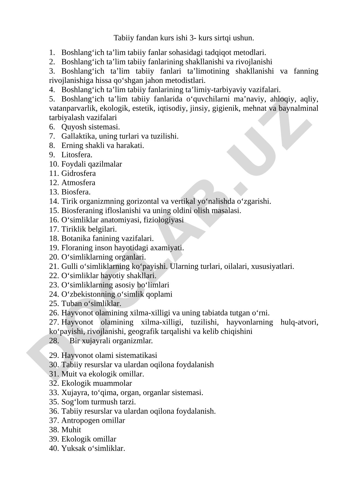 Boshlang‘ich ta’lim tabiiy fanlari