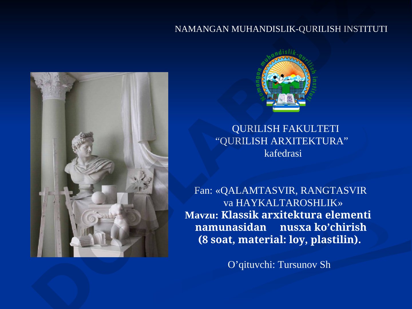 Klassik arxitektura elementi namunasidan nusxa ko'chirish