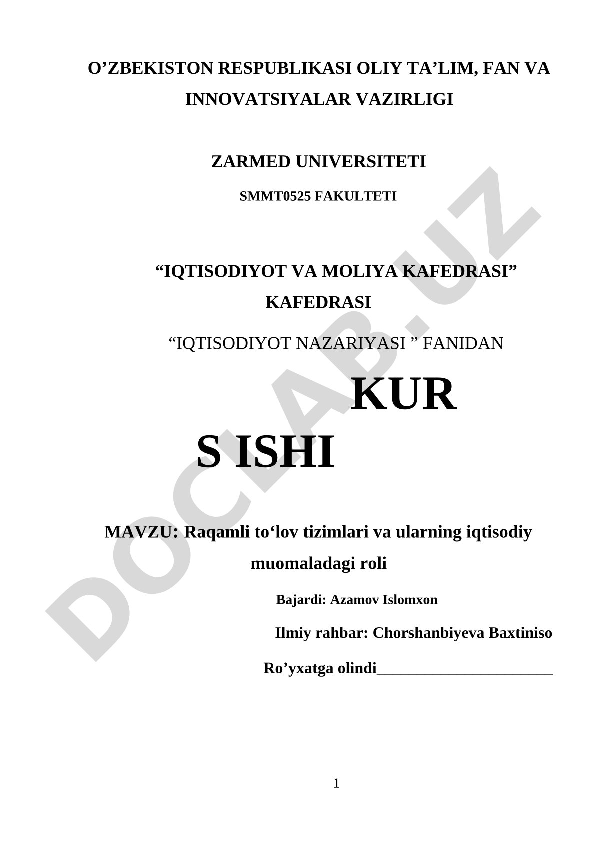 Raqamli to‘lov tizimlari va ularning iqtisodiy muomaladagi roli