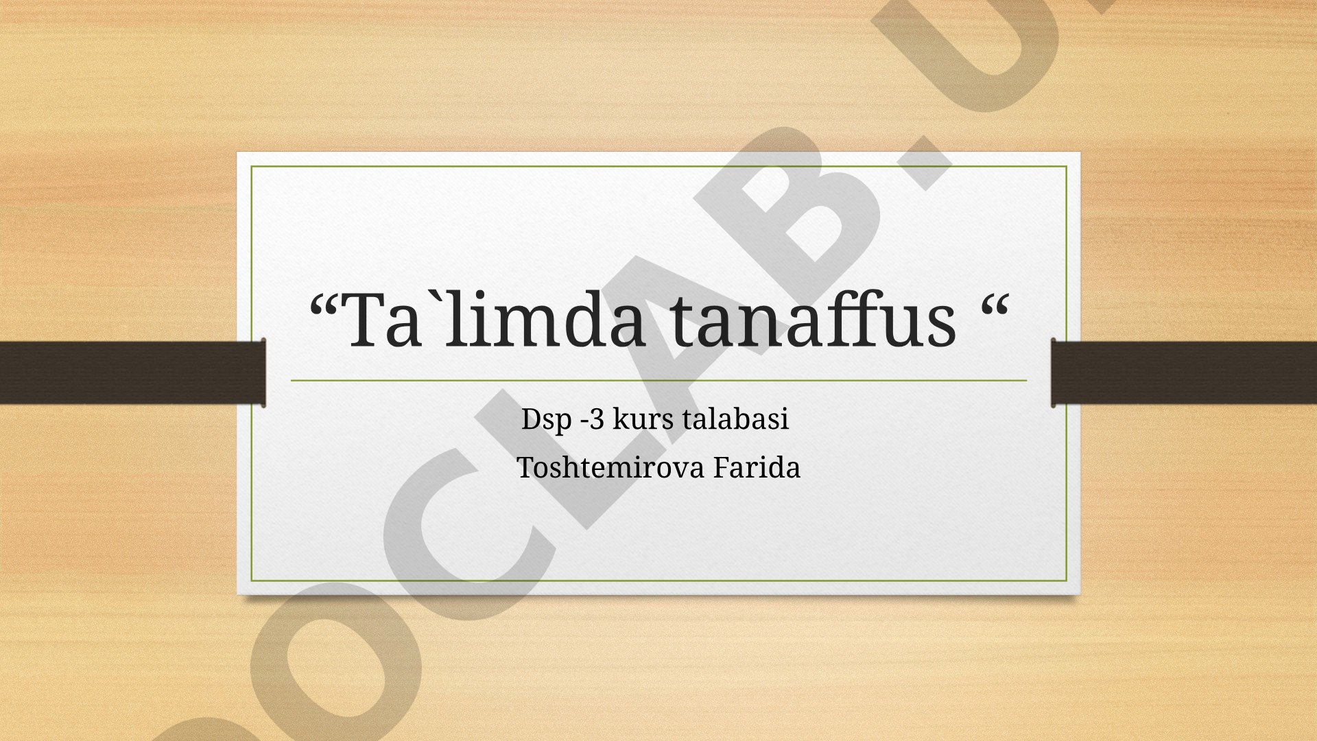 Ta'limda tanaffus