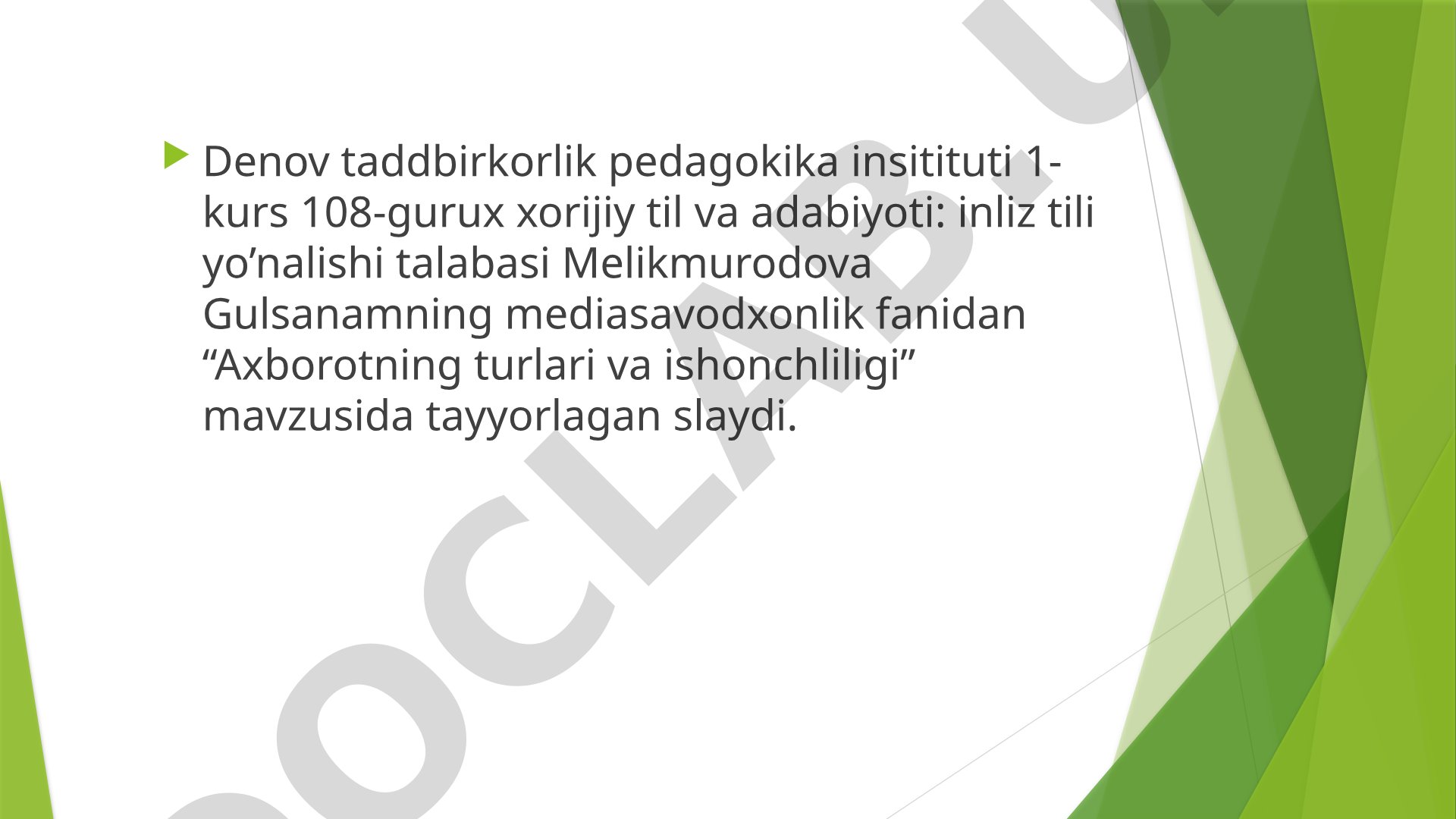 Axborot turlari va ishonchliligi