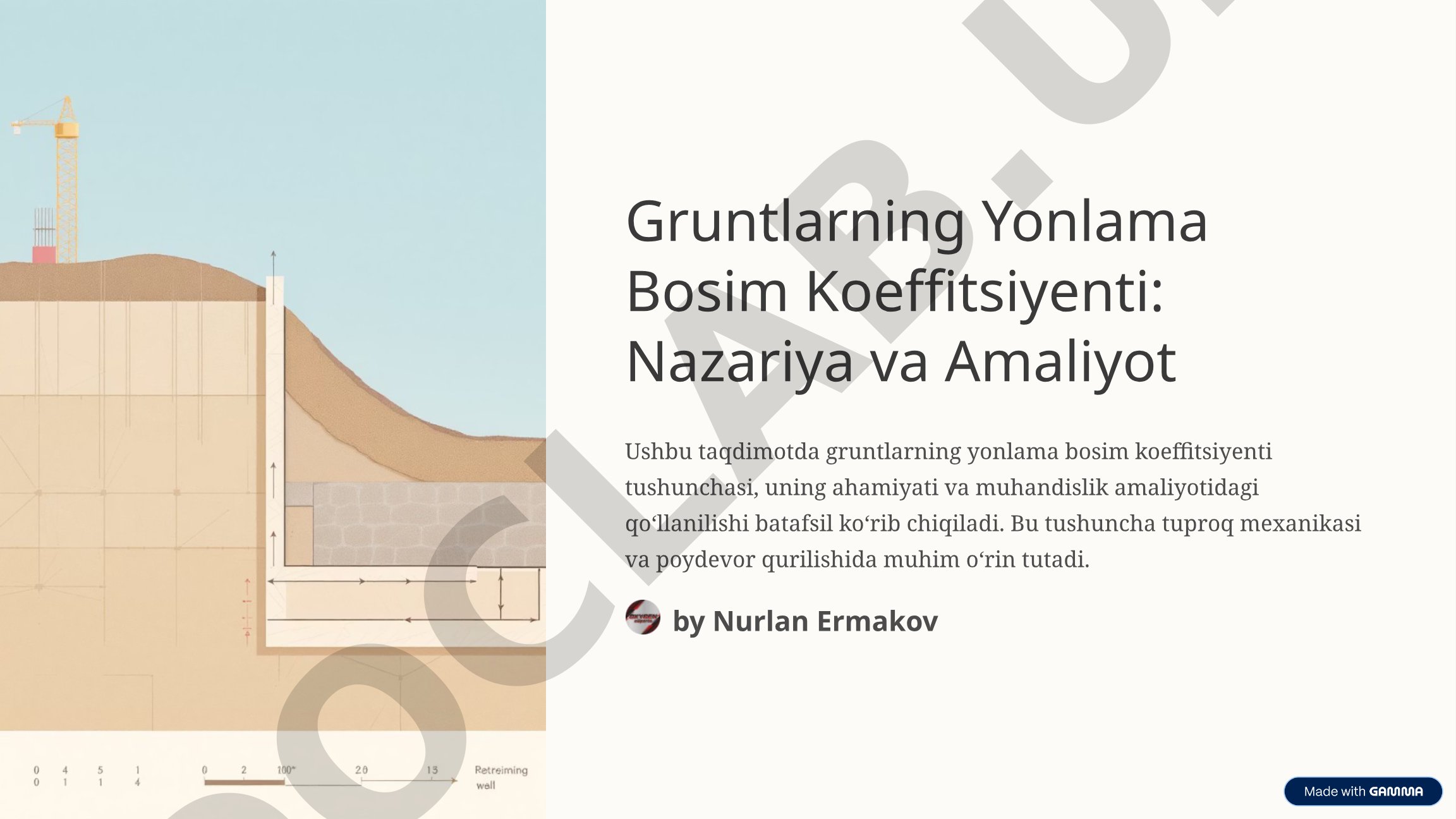Gruntlarning Yonlama Bosim Koeffitsiyenti: Nazariya va Amaliyot