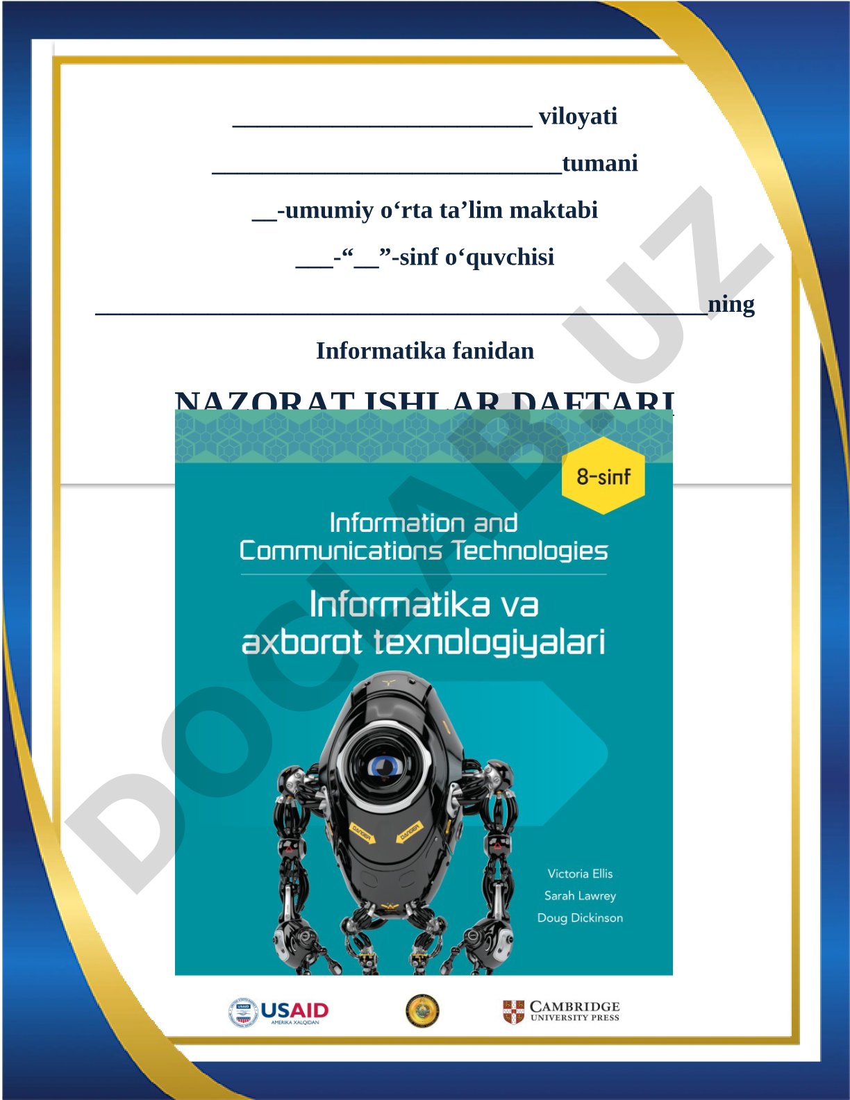 Informatika fanidan nazorat ishlar daftari