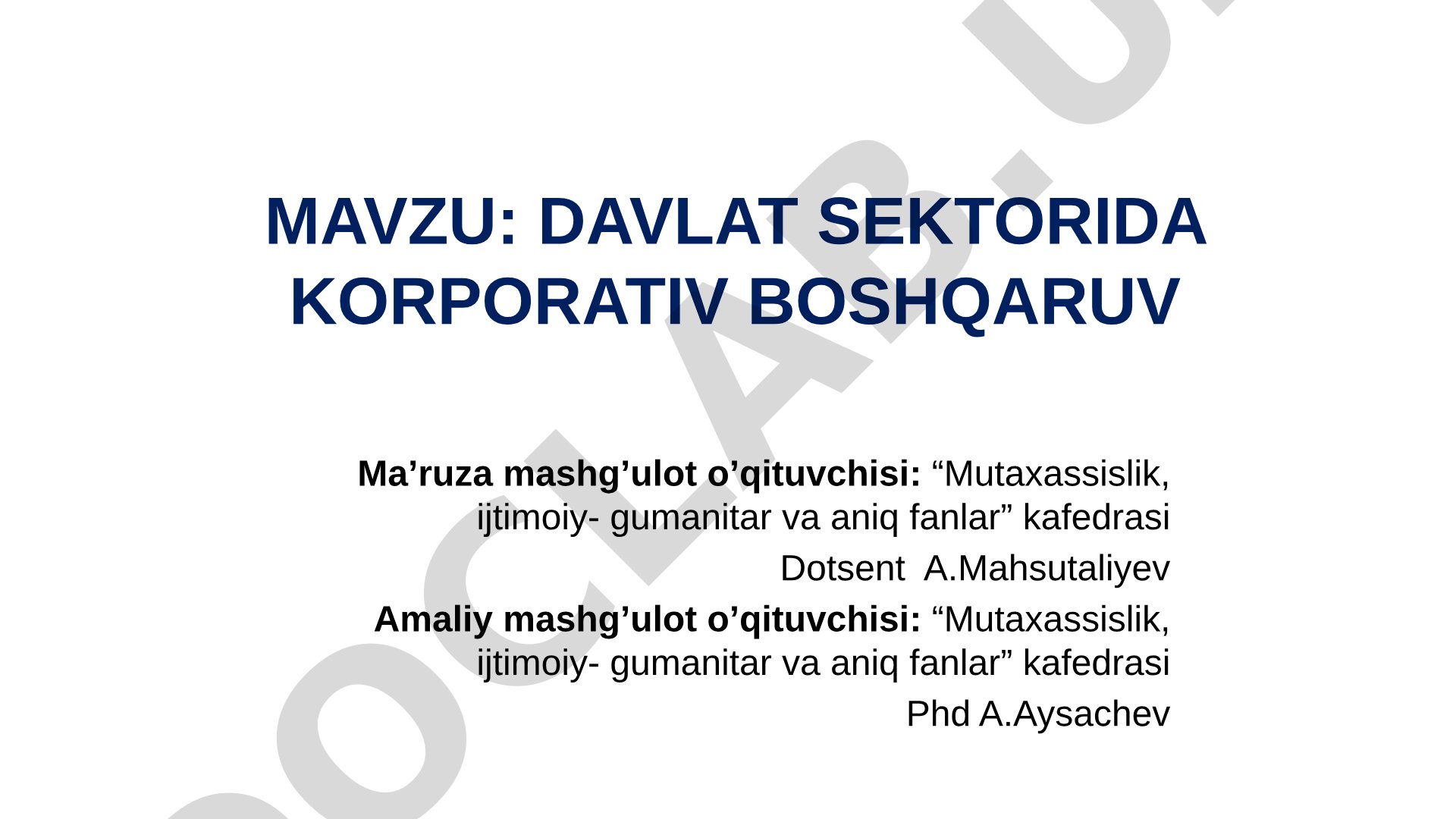Davlat sektorida korporativ boshqaruv