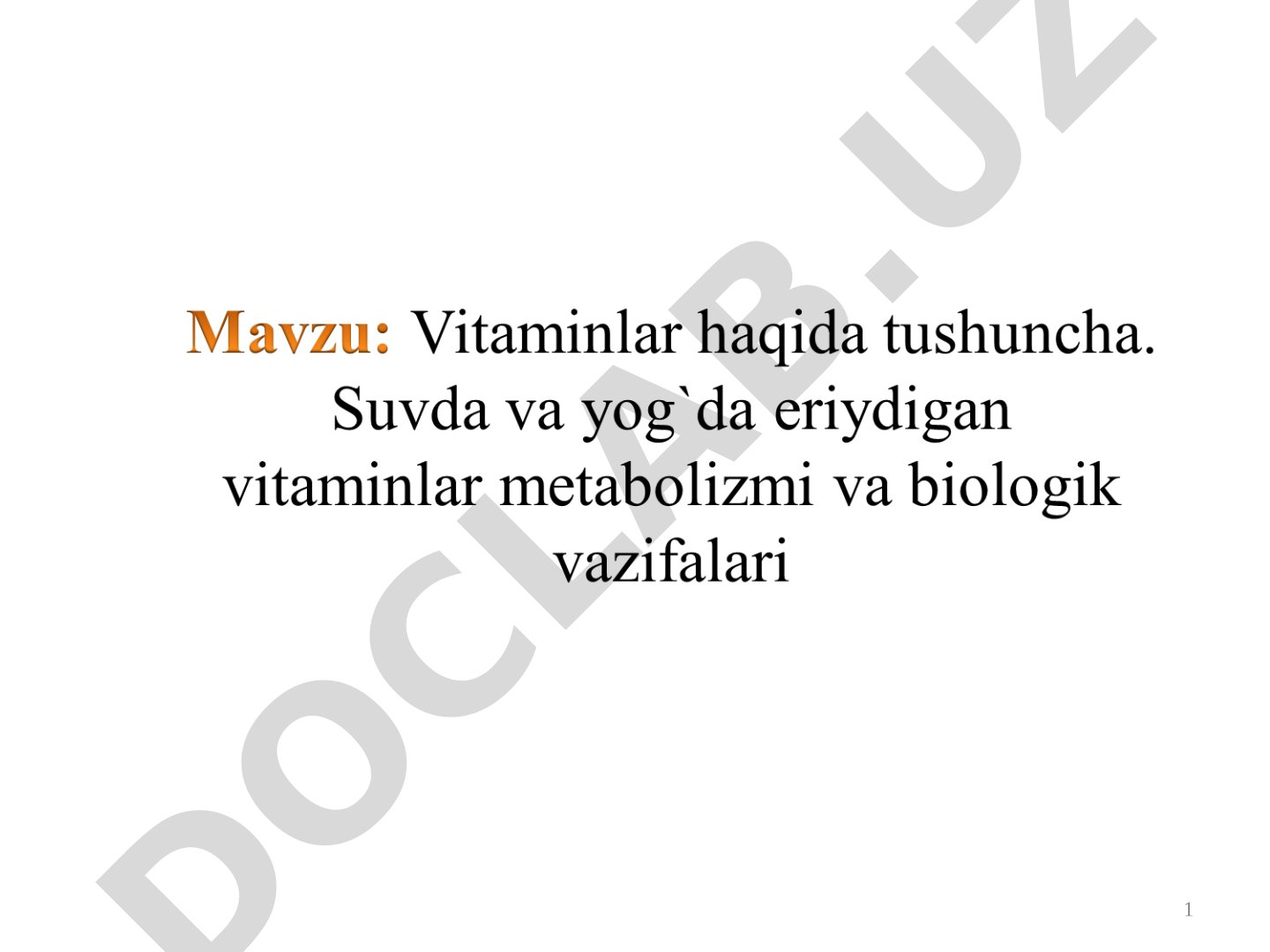 Vitaminlar tasnifi