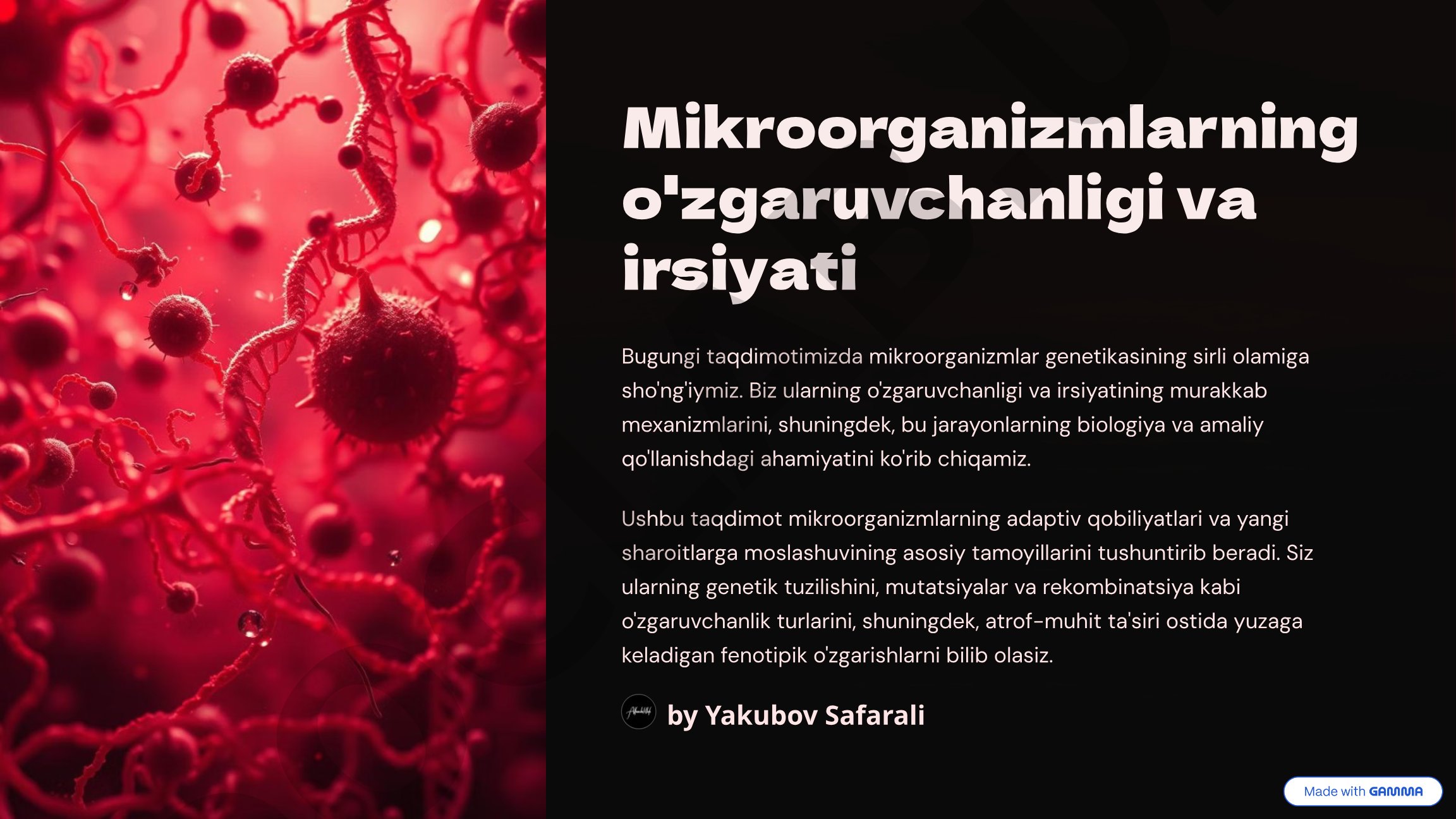 Mikroorganizmlarning o'zgaruvchanligi va irsiyati