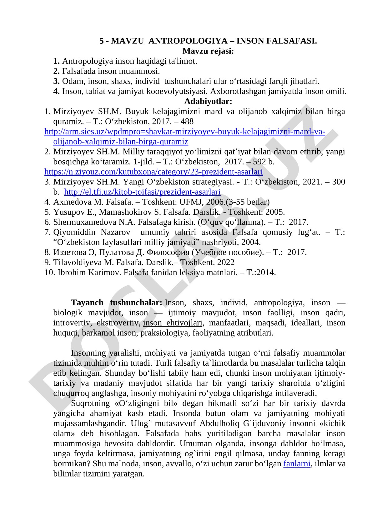 Antropologiya – inson falsafasi